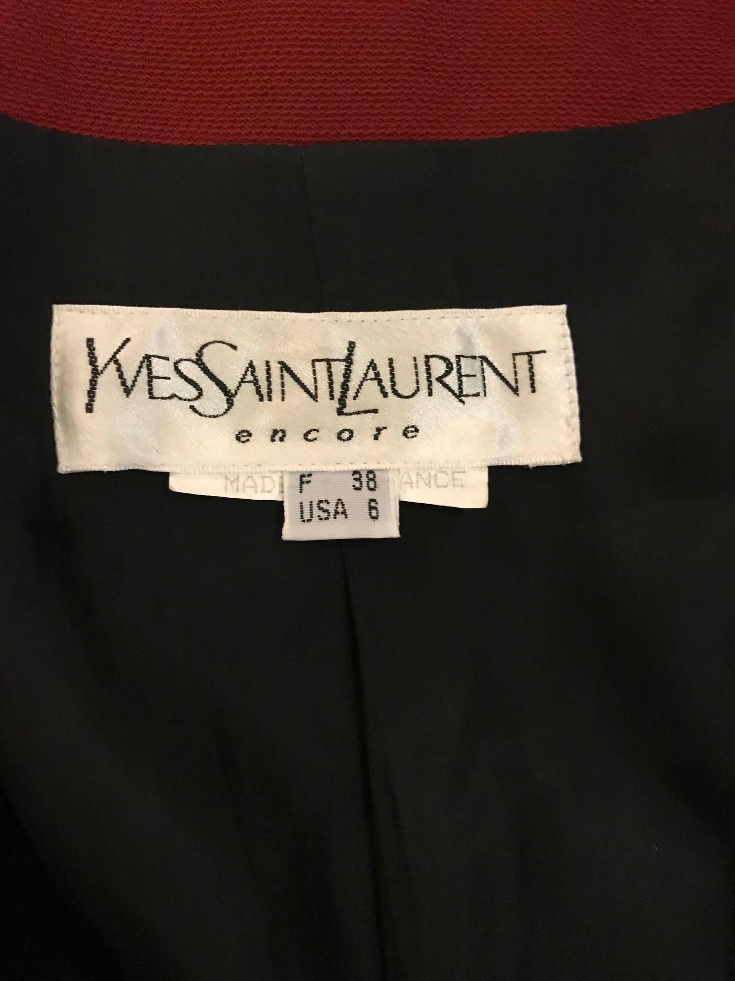 Women's Yves Saint Laurent Encore Deep Red 1990s Blazer Jacket 