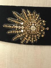 Alexander McQueen Crystal Embellished Black Velvet Wide Waist Snap Belt