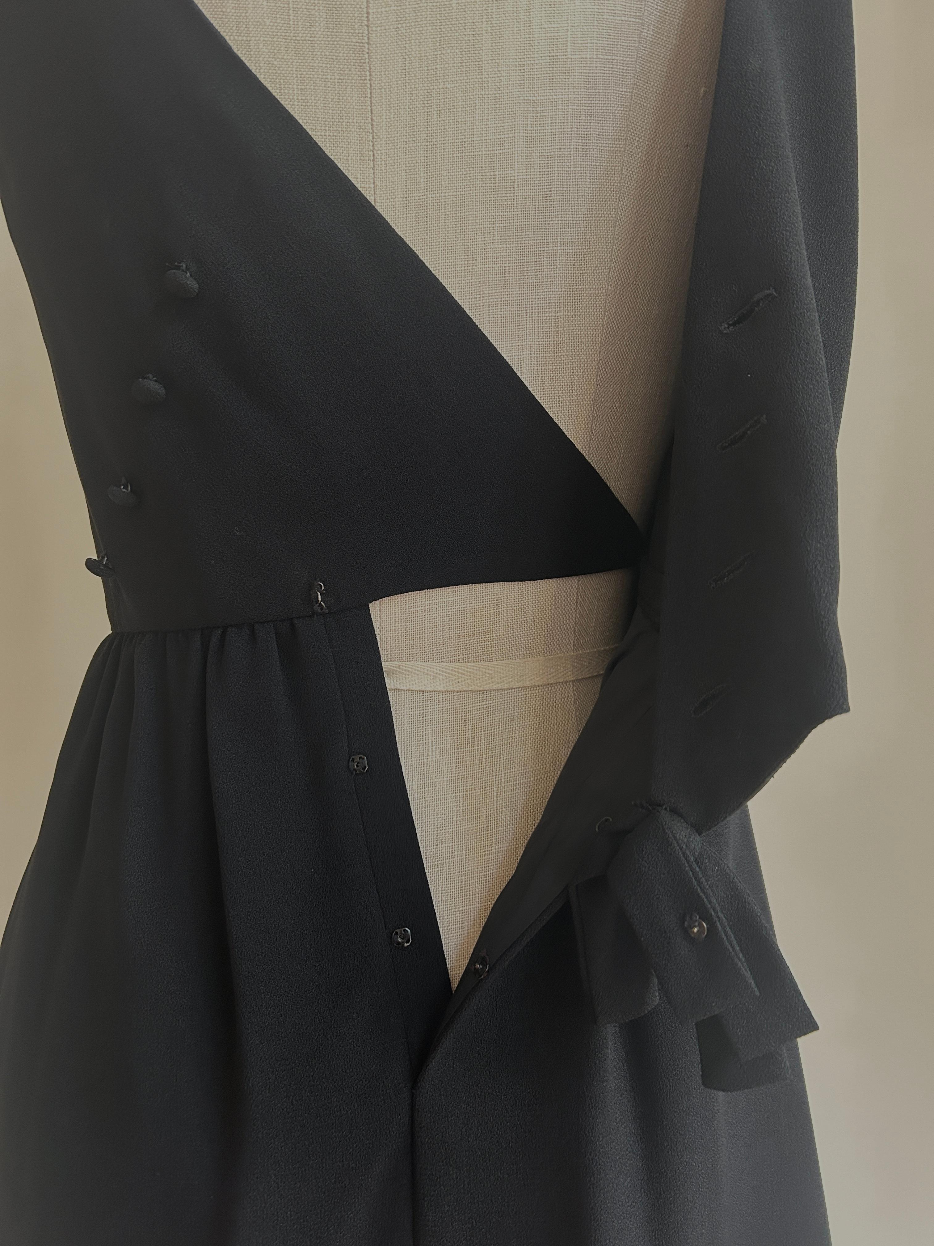 1960s Lanz Originals Button Back Little Black Dress from Bullocks of Wilshire For Sale 3