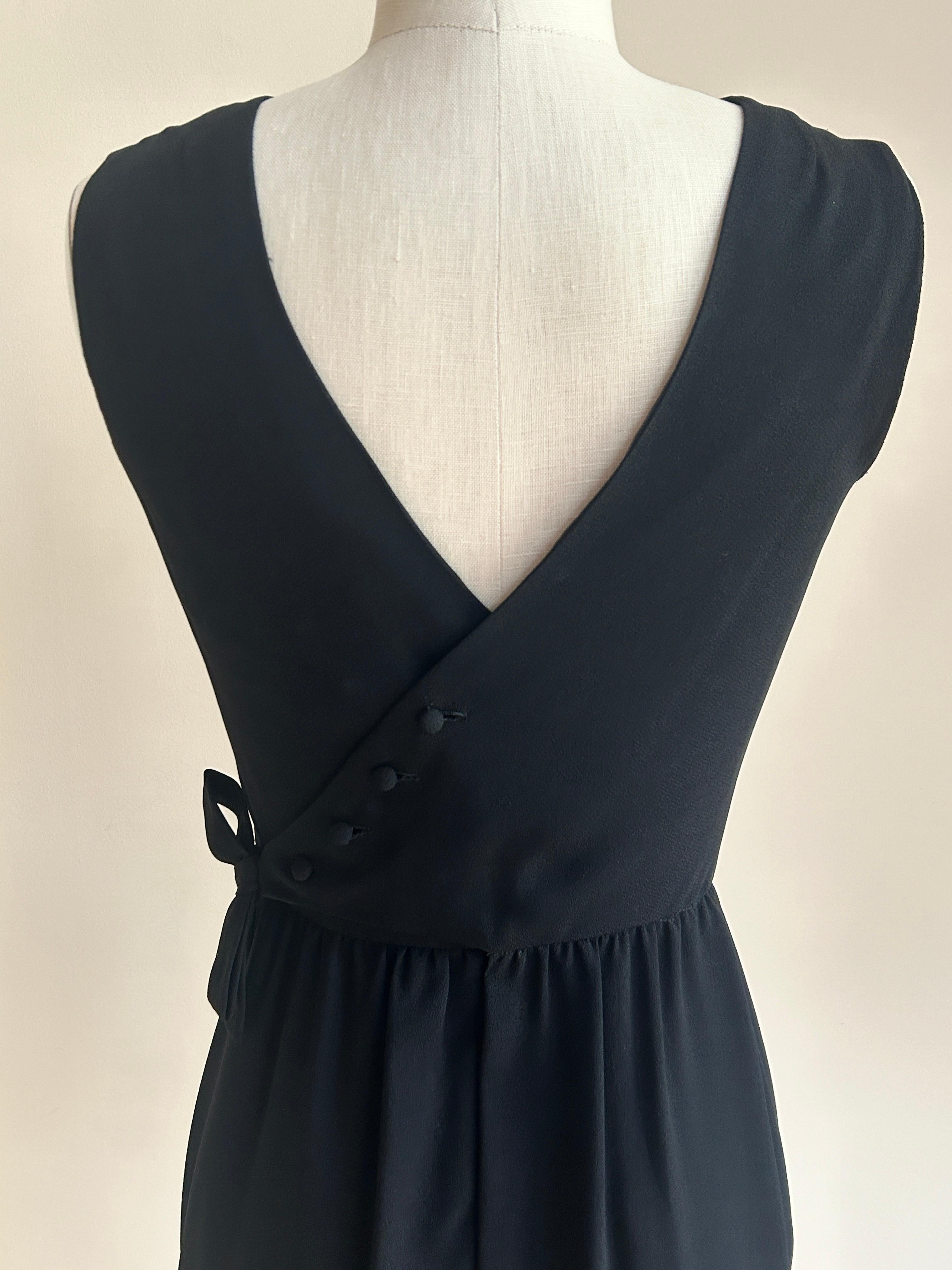 1960s Lanz Originals Button Back Little Black Dress from Bullocks of Wilshire For Sale 2