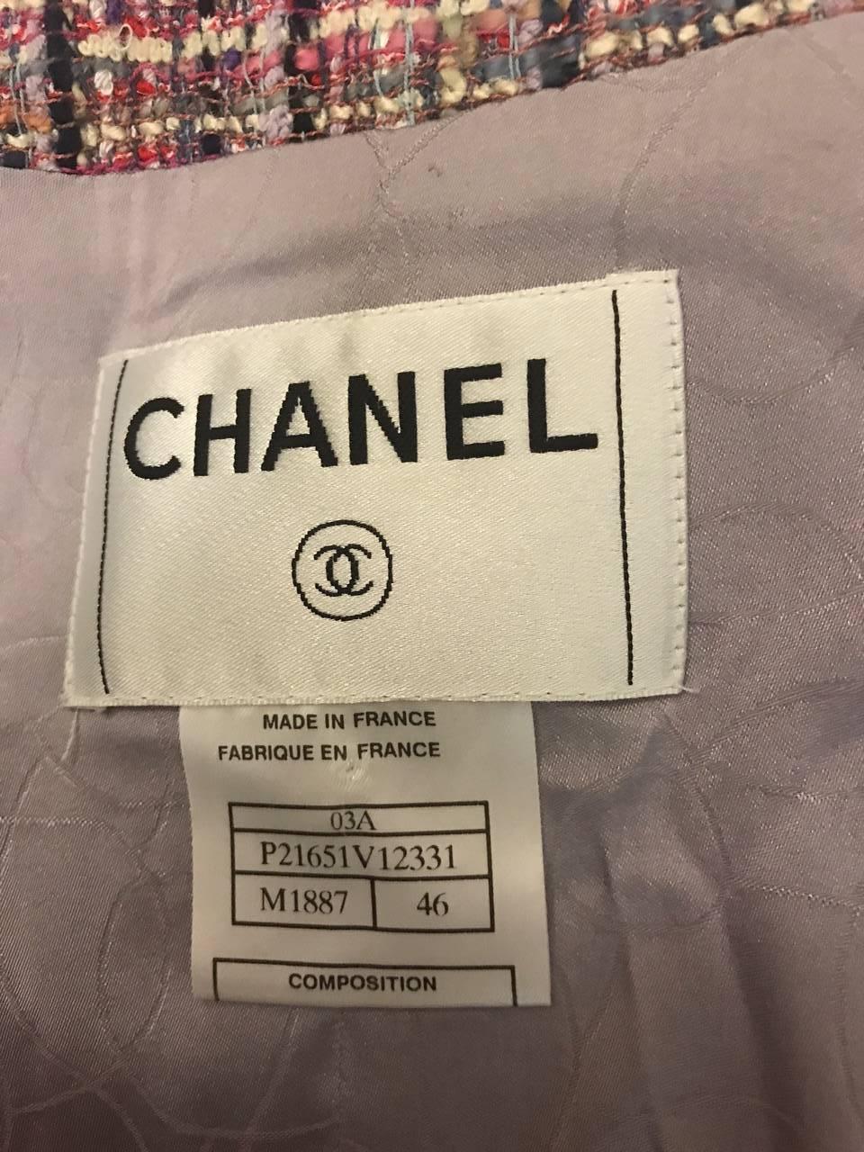 Chanel 03A Multicolor A-Line Skirt Suit Ensemble with Scarf 1