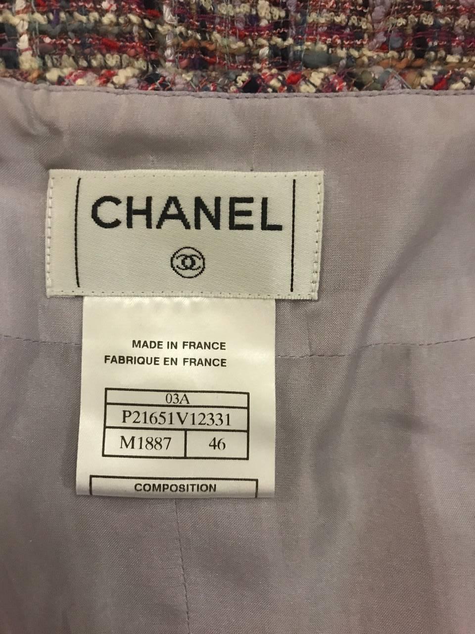 Chanel 03A Multicolor A-Line Skirt Suit Ensemble with Scarf 2