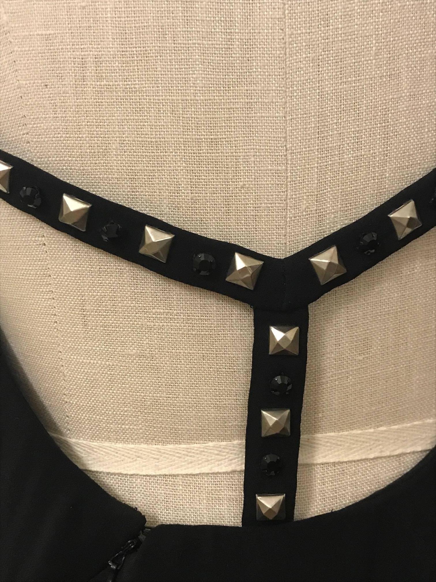 Gianni Versace Couture Vintage 1990s Backless Studded Little Black Dress In Excellent Condition In San Francisco, CA