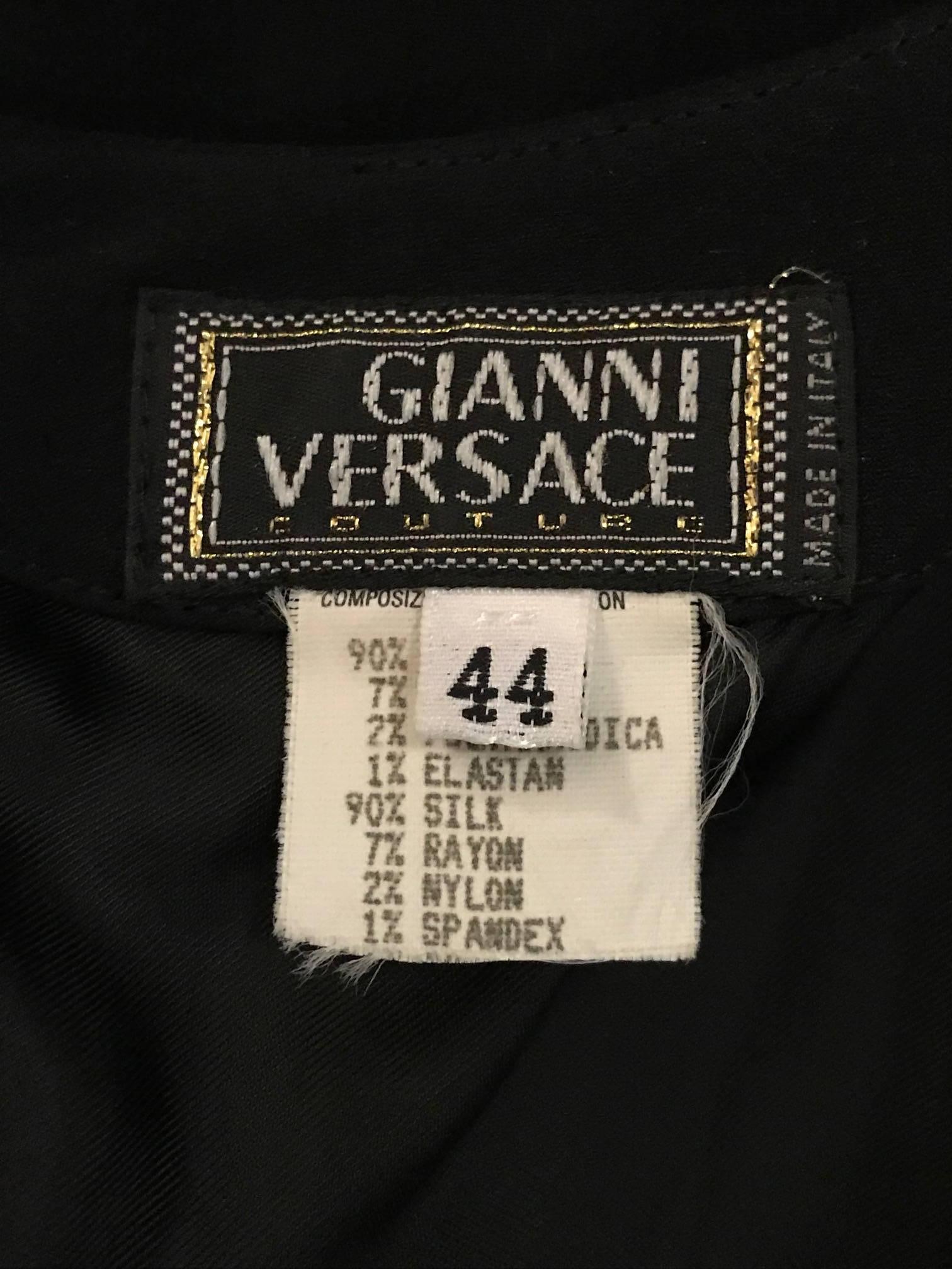 Women's Gianni Versace Couture Vintage 1990s Backless Studded Little Black Dress