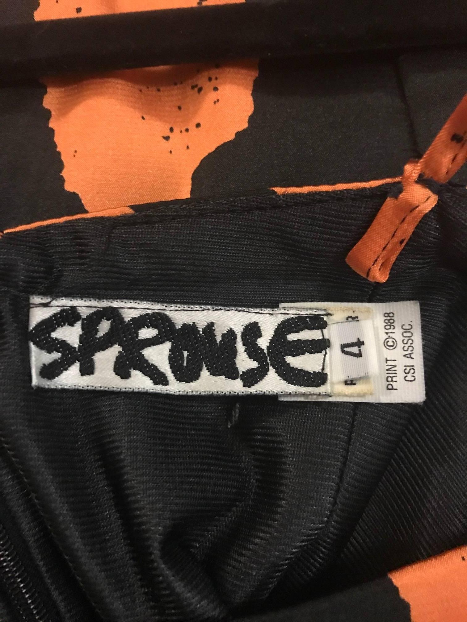 Sprouse by Stephen Sprouse Black and Orange Paint Dot Dress, 1980s  In Excellent Condition In San Francisco, CA