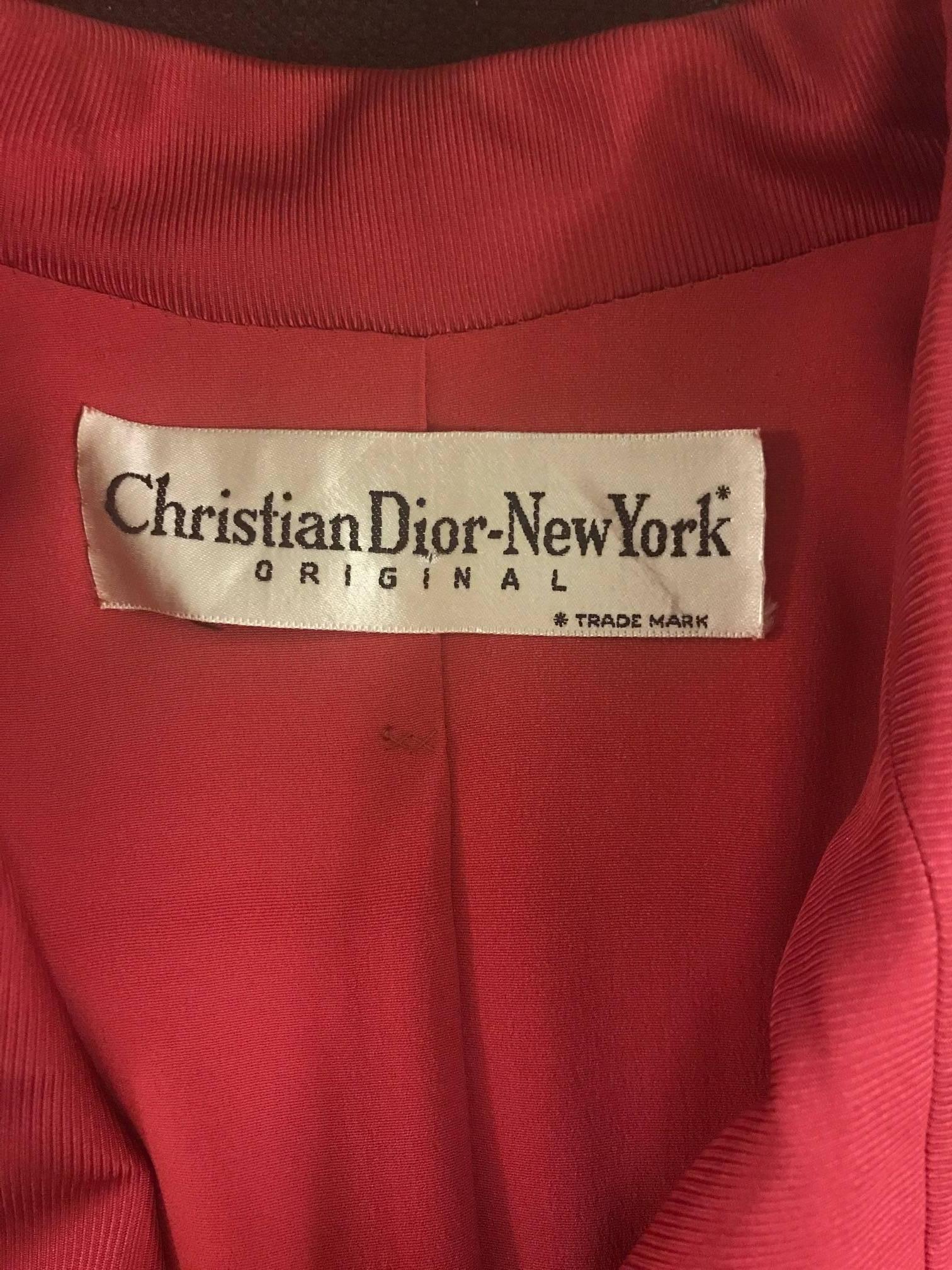 Christian Dior New York Original Early 1950s Red Silk Pencil Skirt Suit 4