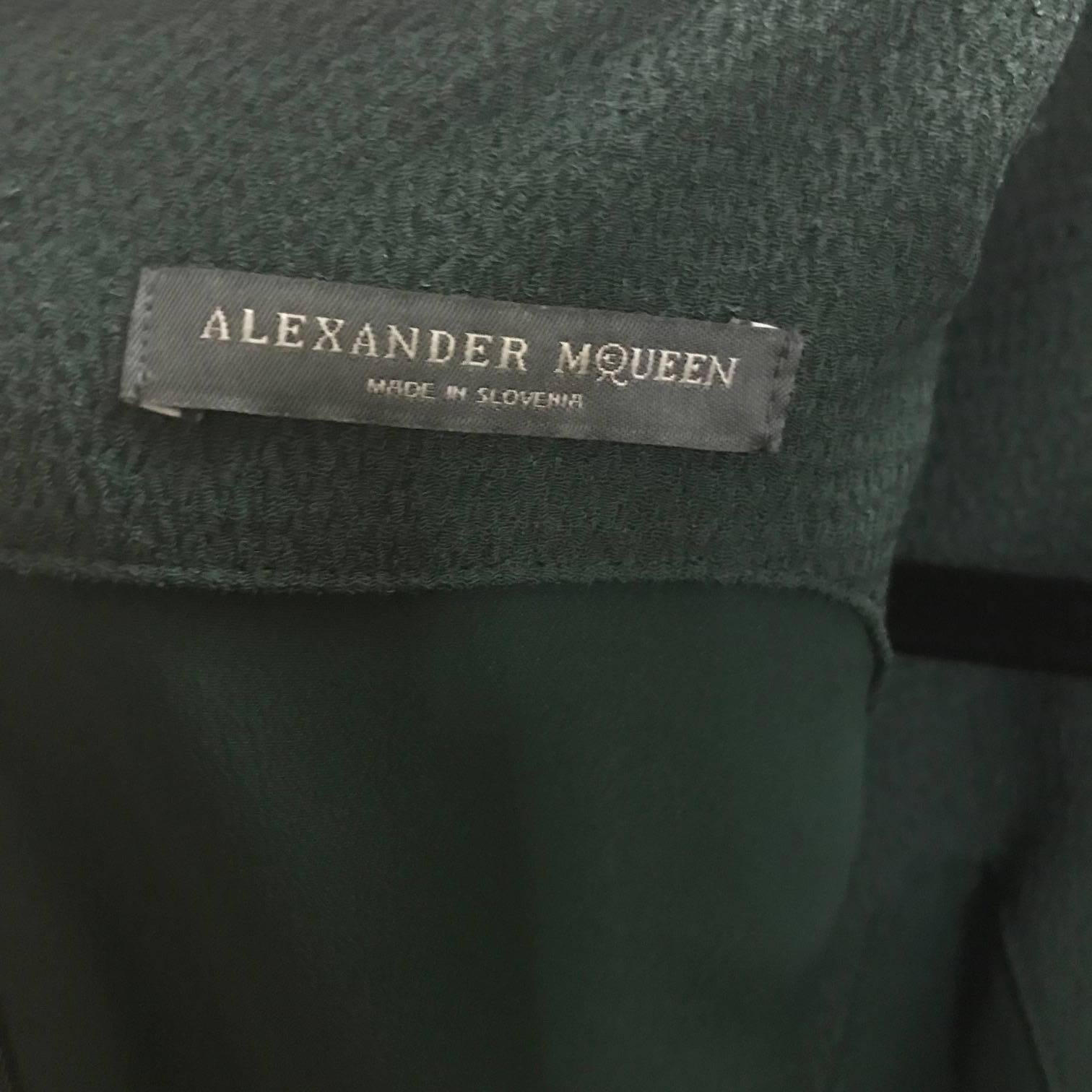 Alexander McQueen New Dark Green Lace Detail Sleeveless Silk Gown In New Condition In San Francisco, CA