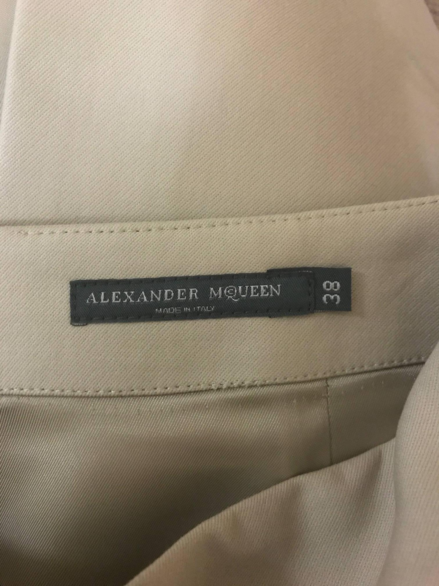 Alexander McQueen Mirror Embroidery Detail Sand Khaki Pencil Skirt, 2004   In New Condition In San Francisco, CA
