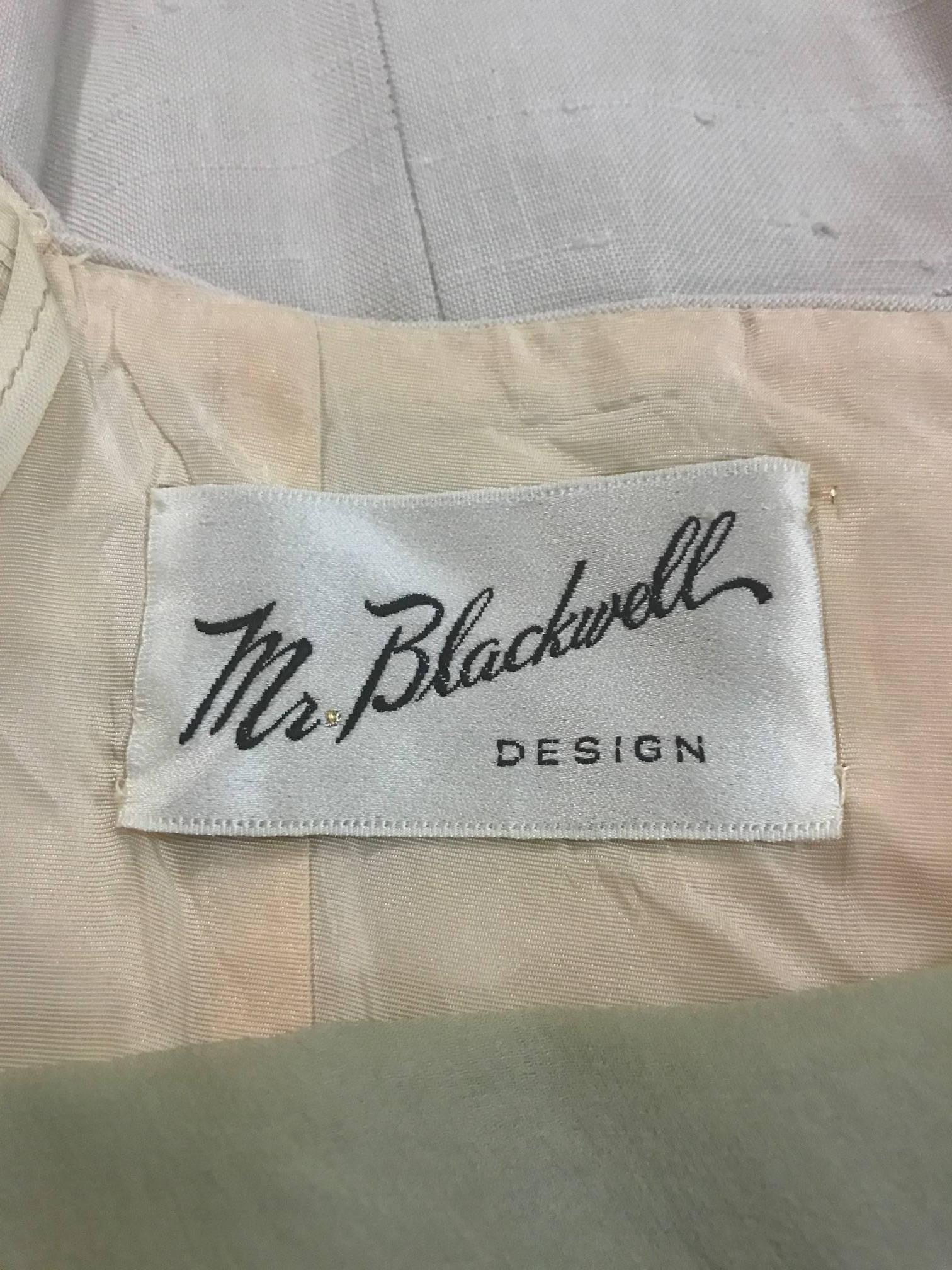 Brown Mr. Blackwell Cream Natural Silk Pencil Sheath Dress, Late 1950s  For Sale
