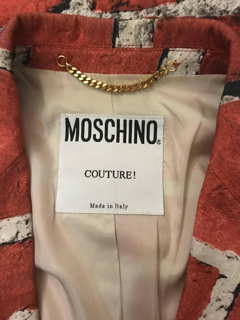 Moschino Couture 1990s Vintage Brick Print Jacket Blazer For Sale at ...