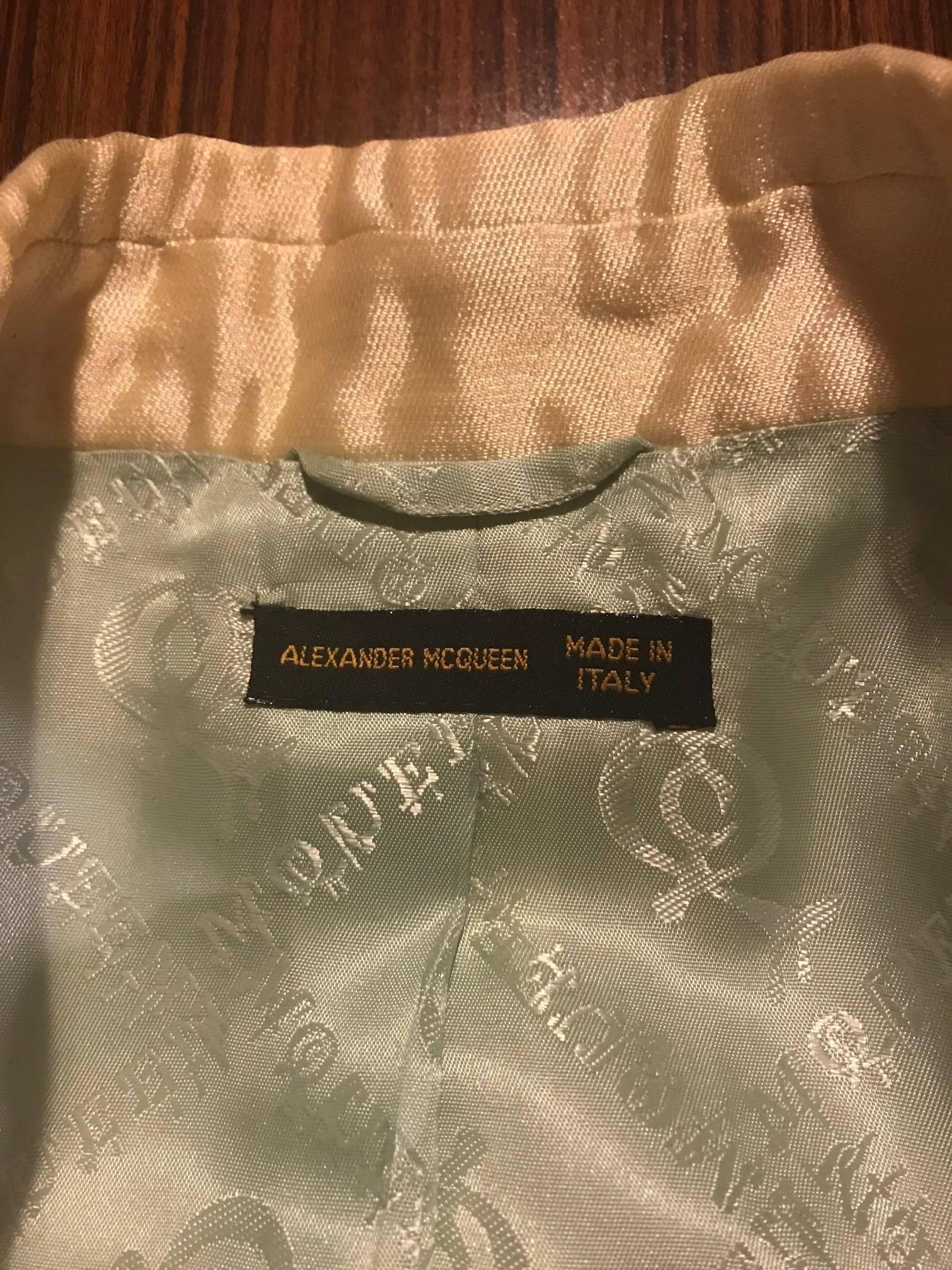 Alexander McQueen Runway Cream Lace Back Jacket Blazer, 1990s  1
