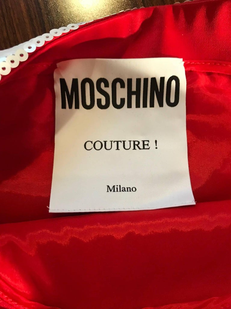 New Moschino Couture Sequin Shop Stop Sign Style Red Crop Top with Tags ...