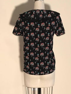 Prada Palm Tree Print Black Silk Top