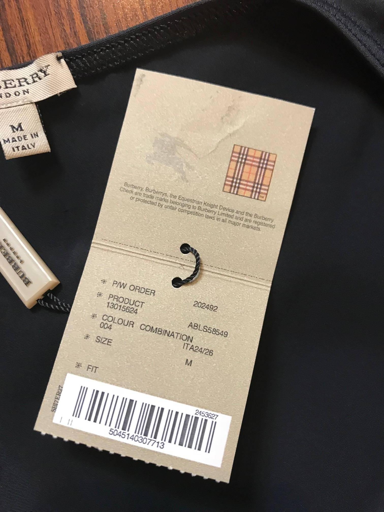 New Burberry Black with Plaid Trim Swim Cover Up Wrap Skirt In New Condition In San Francisco, CA
