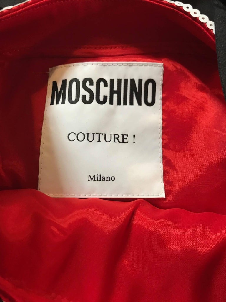 Moschino Couture Shop Stop Sign Dress Black with Red and White Sequins ...