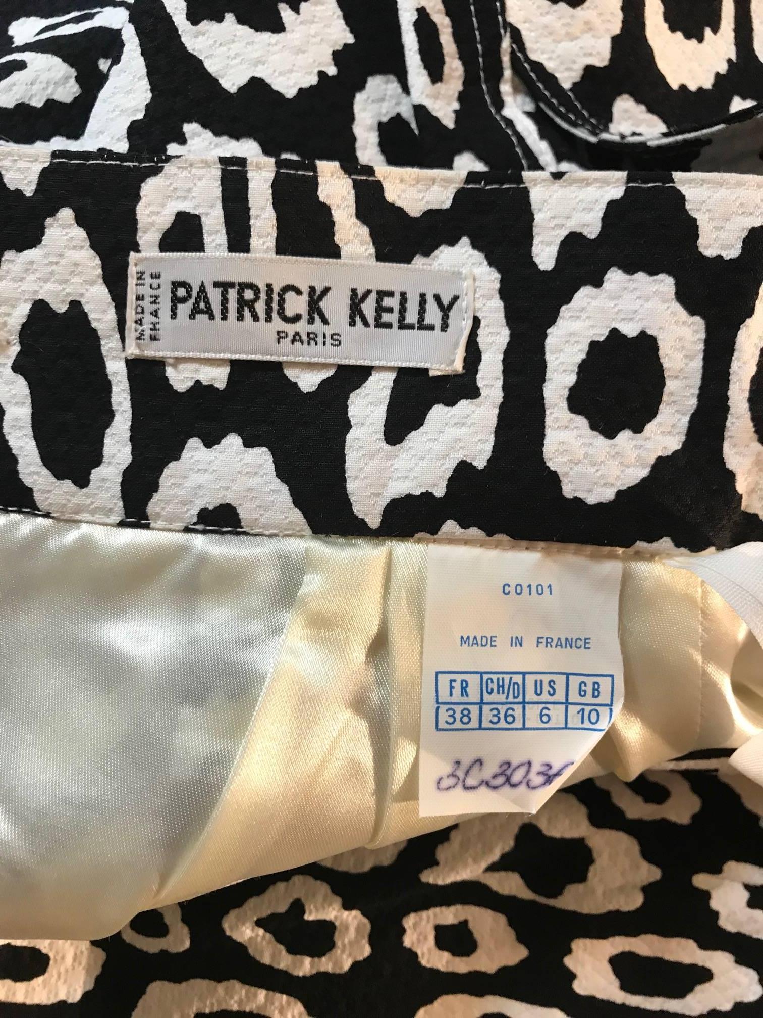 Patrick Kelly Black and White Animal Print Skirt Suit, 1980s  1