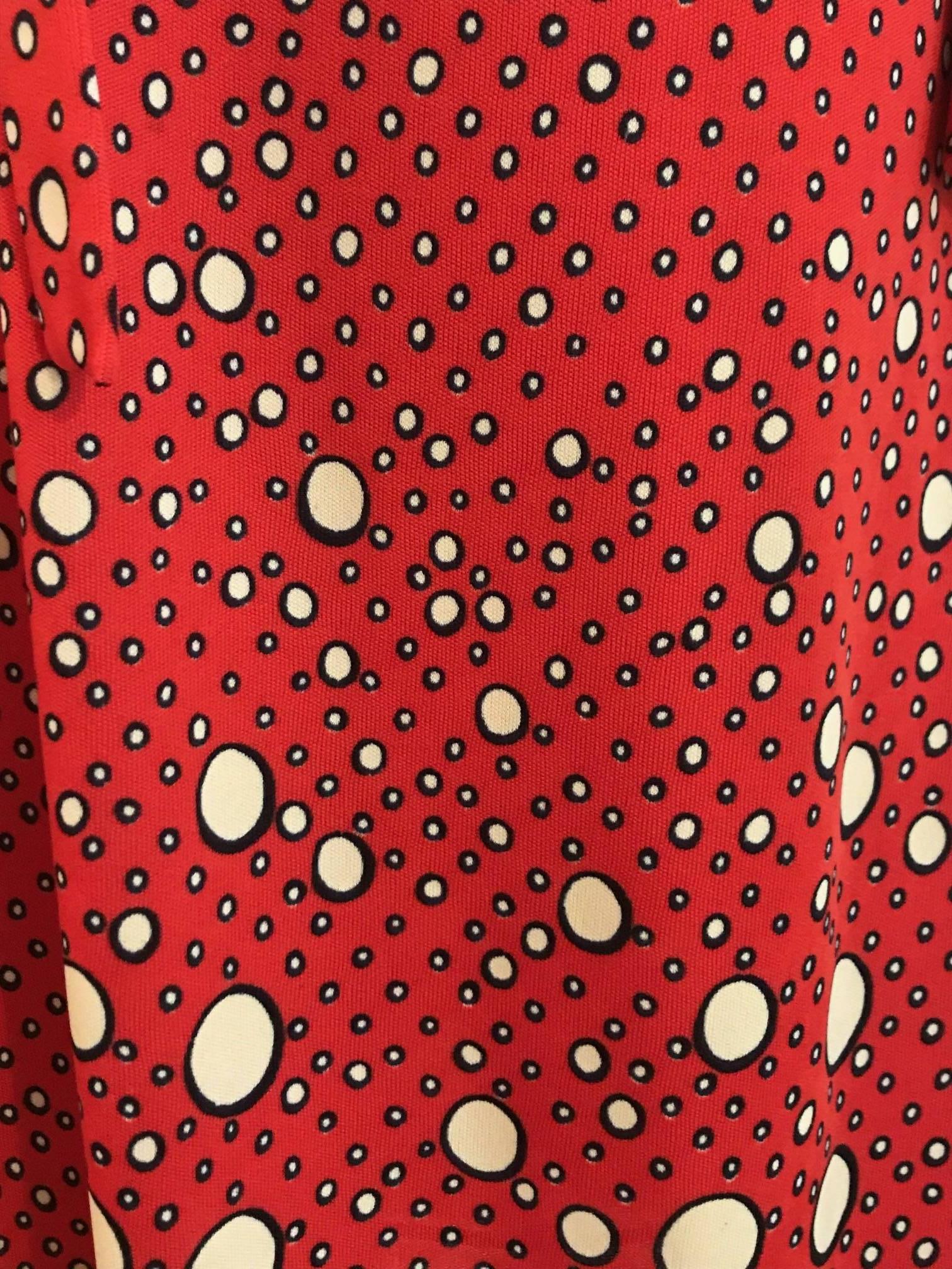 Roberta di Camerino Rotes und cremefarbenes gepunktetes Hemdkleid, 1970er Jahre   im Zustand „Hervorragend“ im Angebot in San Francisco, CA