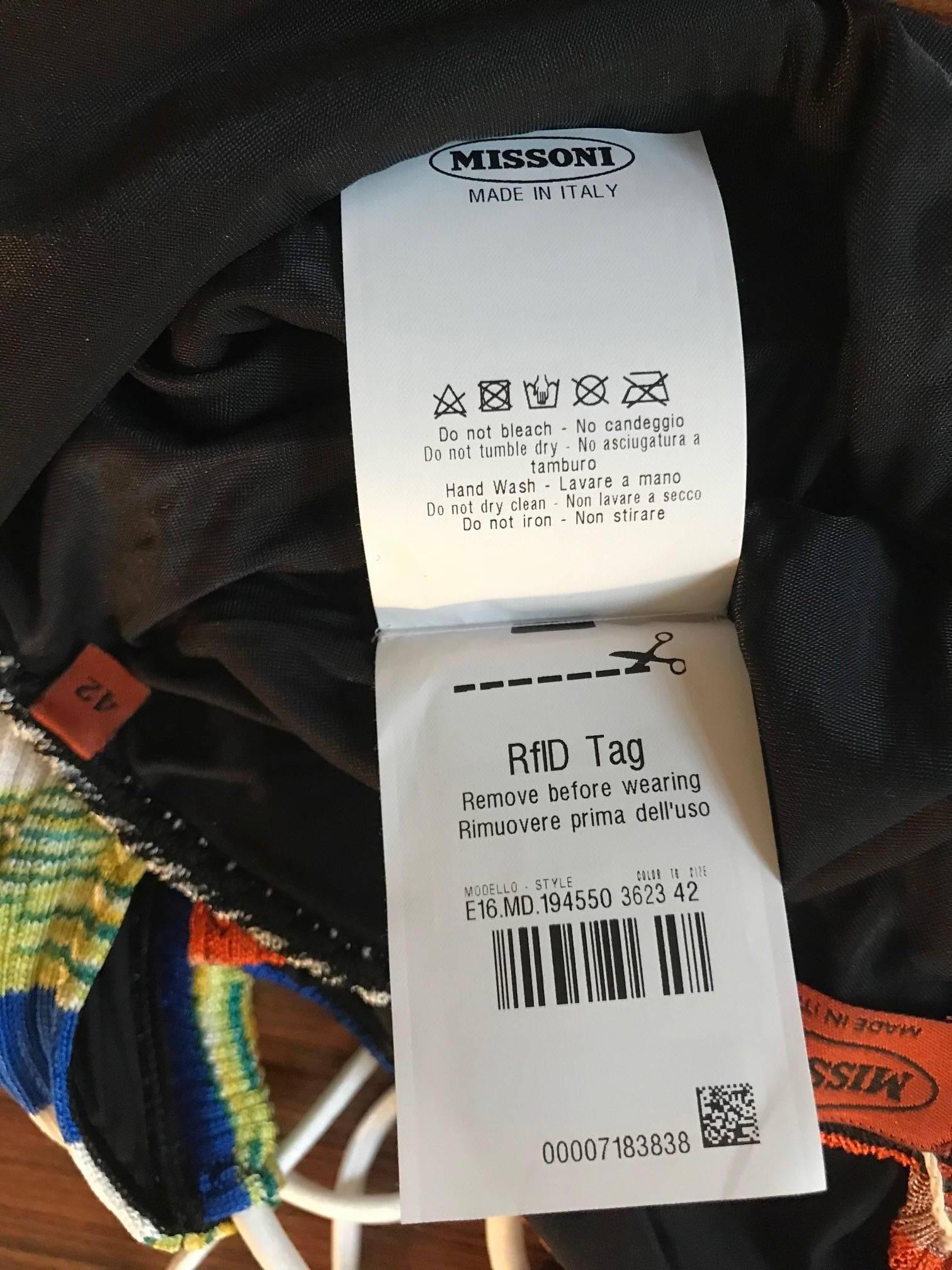 Missoni Blue White Orange Stripe Slit Front Knit Swimsuit or Bodysuit  In New Condition In San Francisco, CA