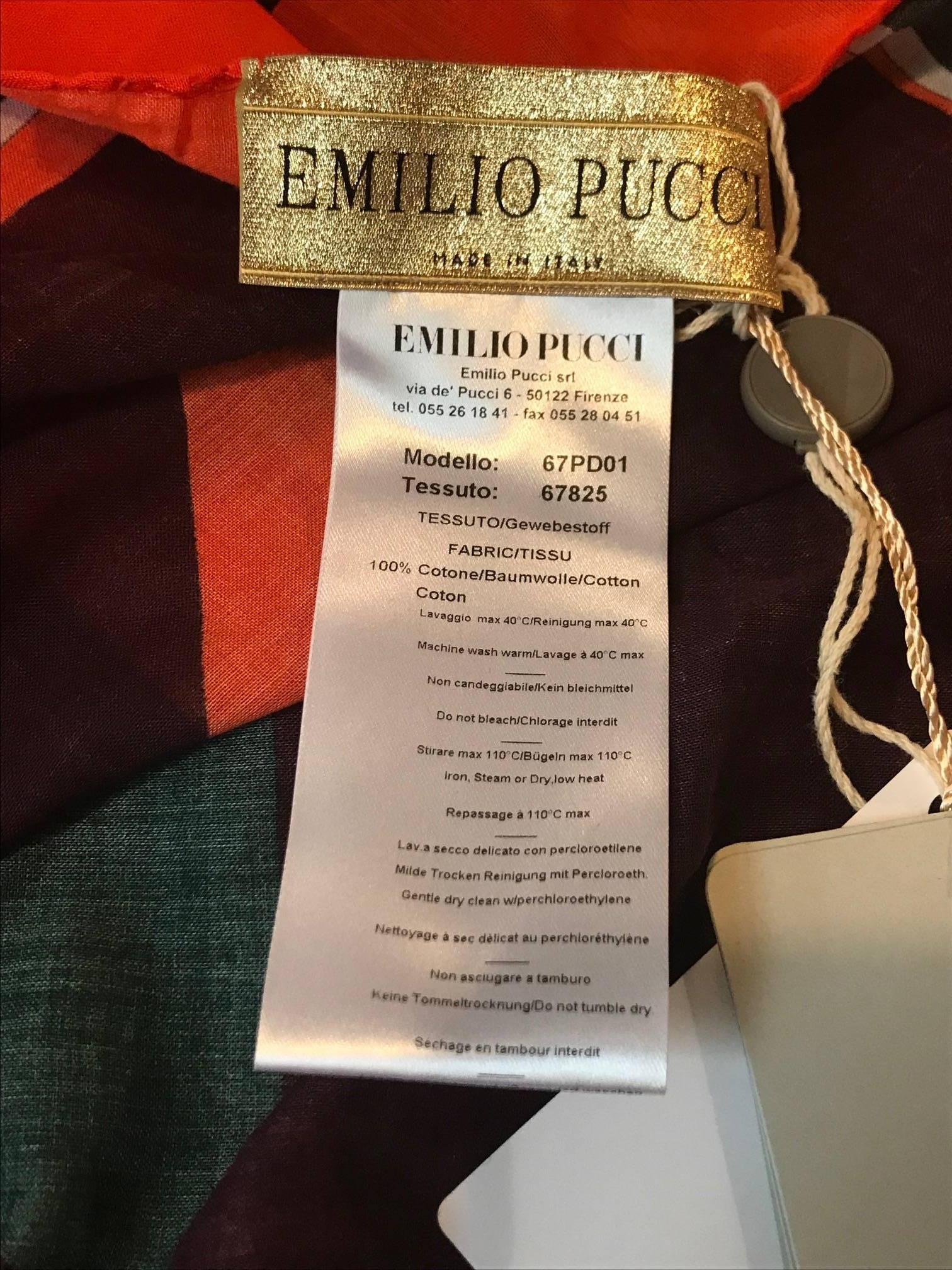 New Emilio Pucci Giant Multicolor Geometric Pareo Wrap Skirt Scarf Beach Cover In New Condition In San Francisco, CA