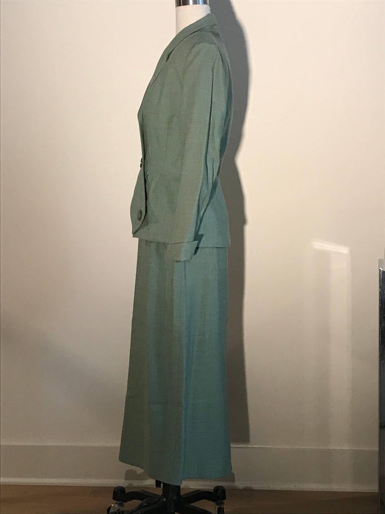 Schiaparelli Green Jacket and Skirt Suit Set with Crossover Detail ...