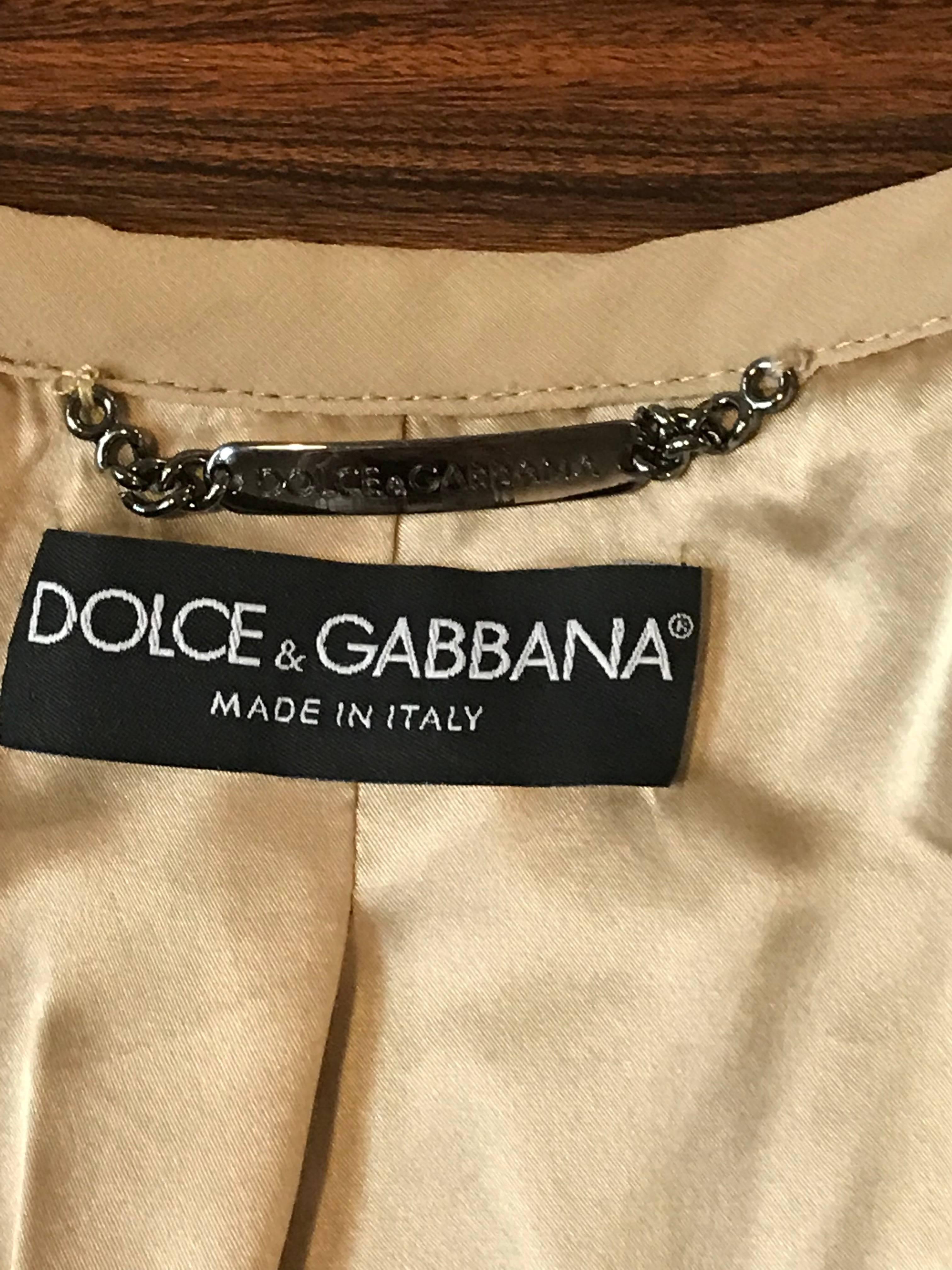 Dolce & Gabbana Gold Sequin Cropped Jacket and Pencil Skirt Suit Set  For Sale 1