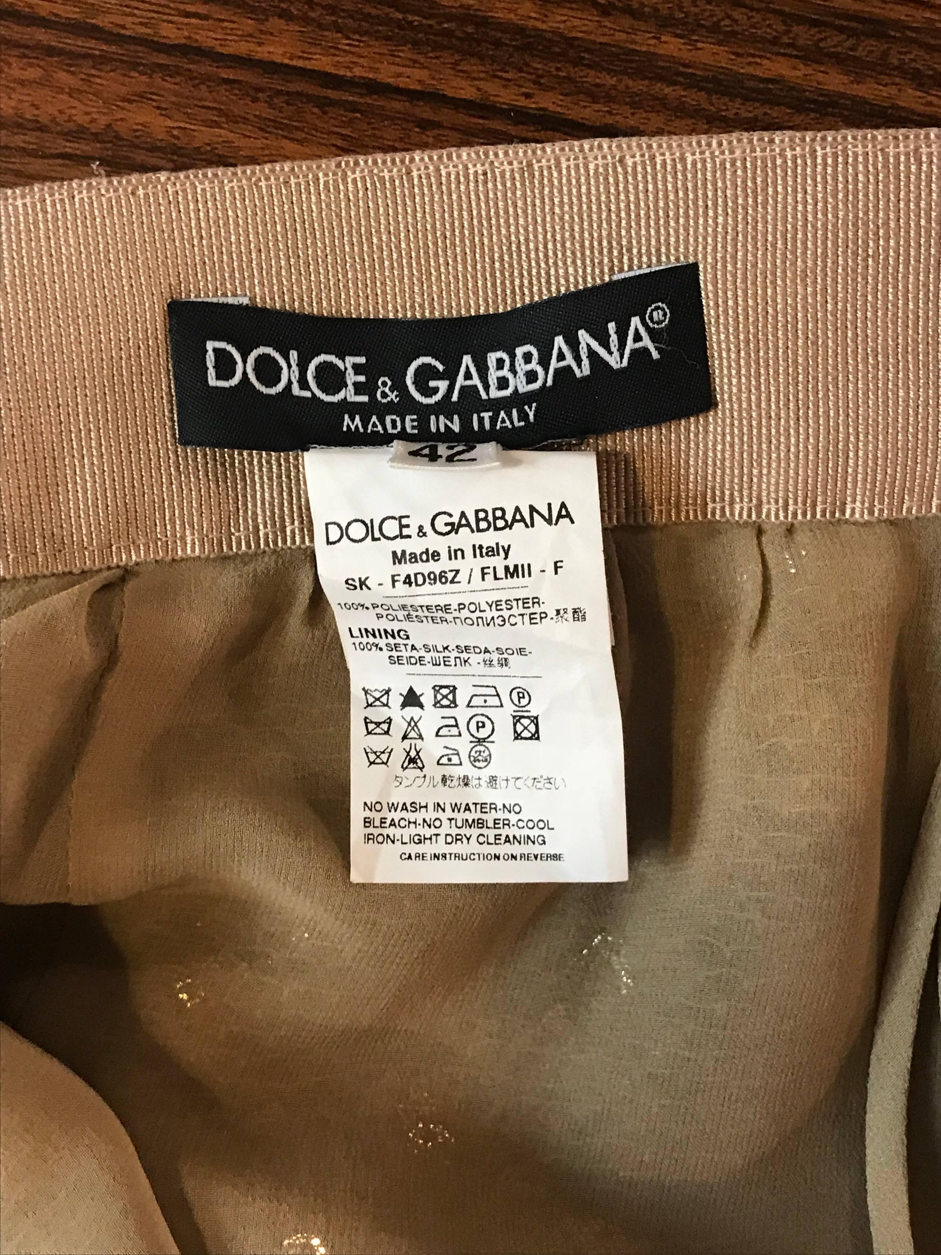 Dolce & Gabbana Gold Sequin Cropped Jacket and Pencil Skirt Suit Set  For Sale 3