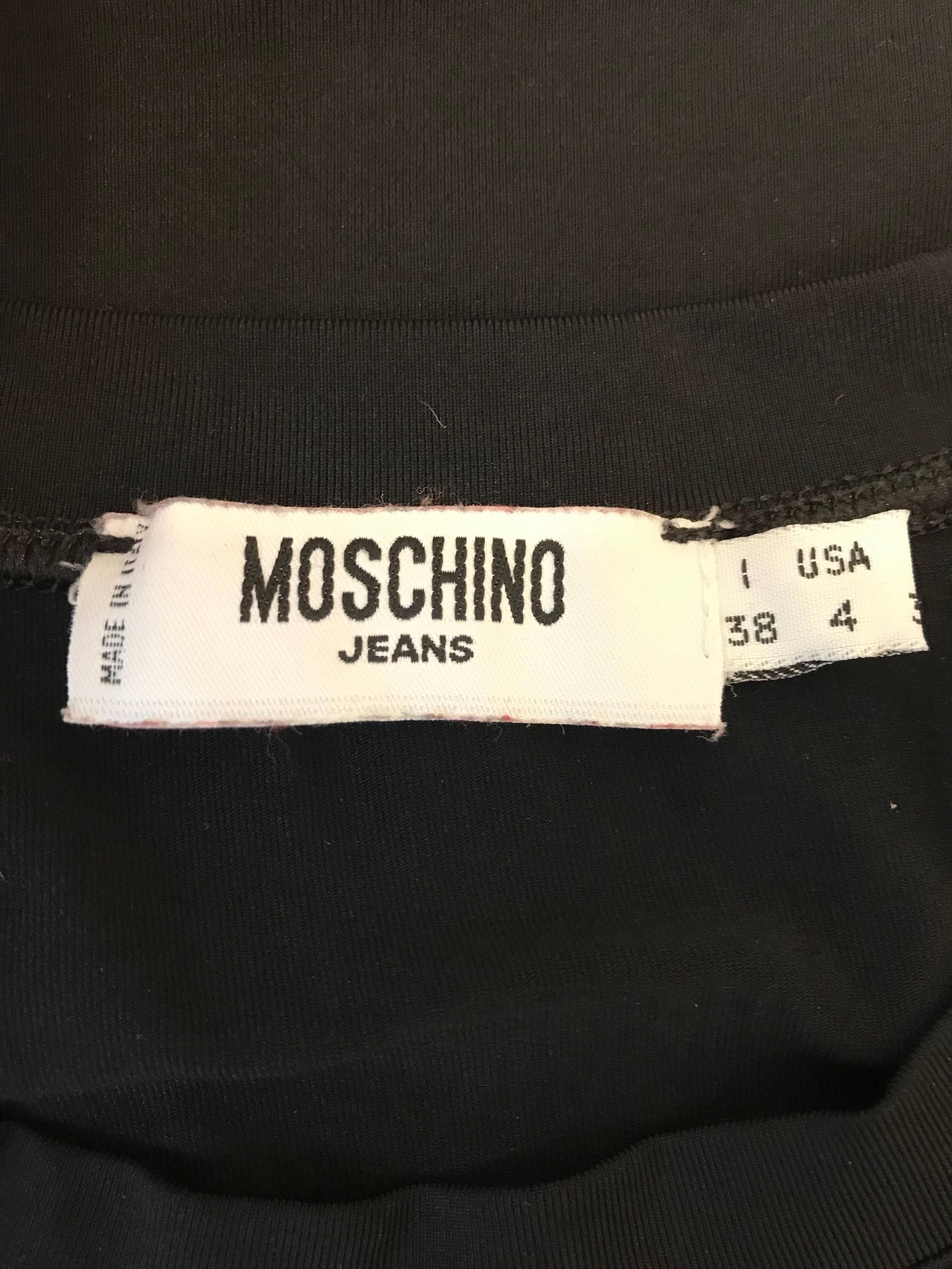 Moschino Jeans Hungry for Love Vintage 1990s Black Long Sleeved Shirt Top 1