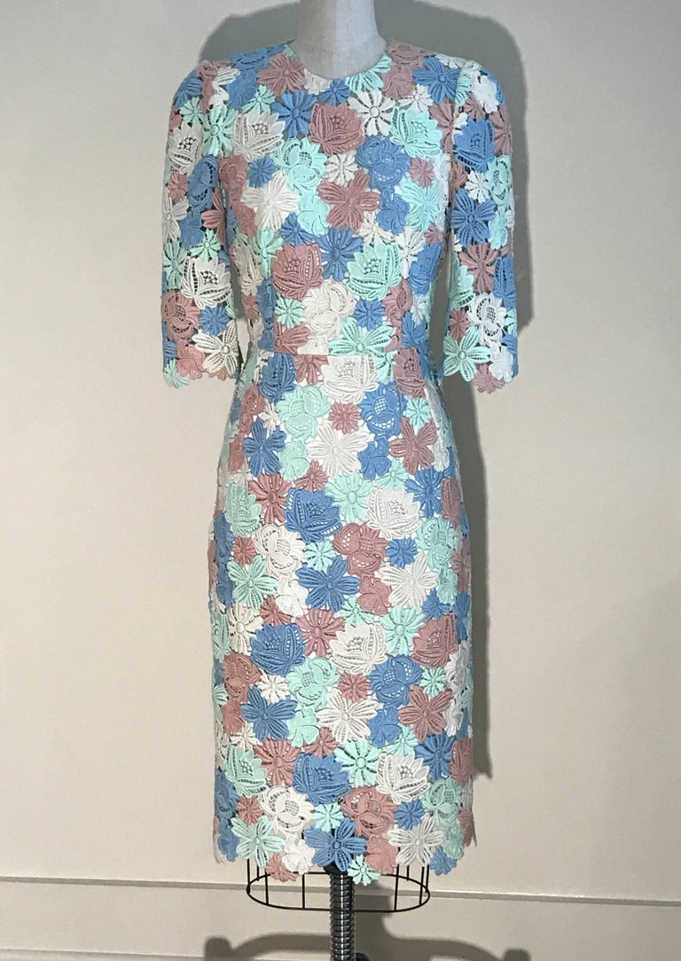 Dolce and Gabbana Floral Lace Multicolor Dress at 1stDibs