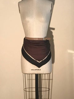 Gucci Silk and Leather Brown All in One Scarf Top Belt