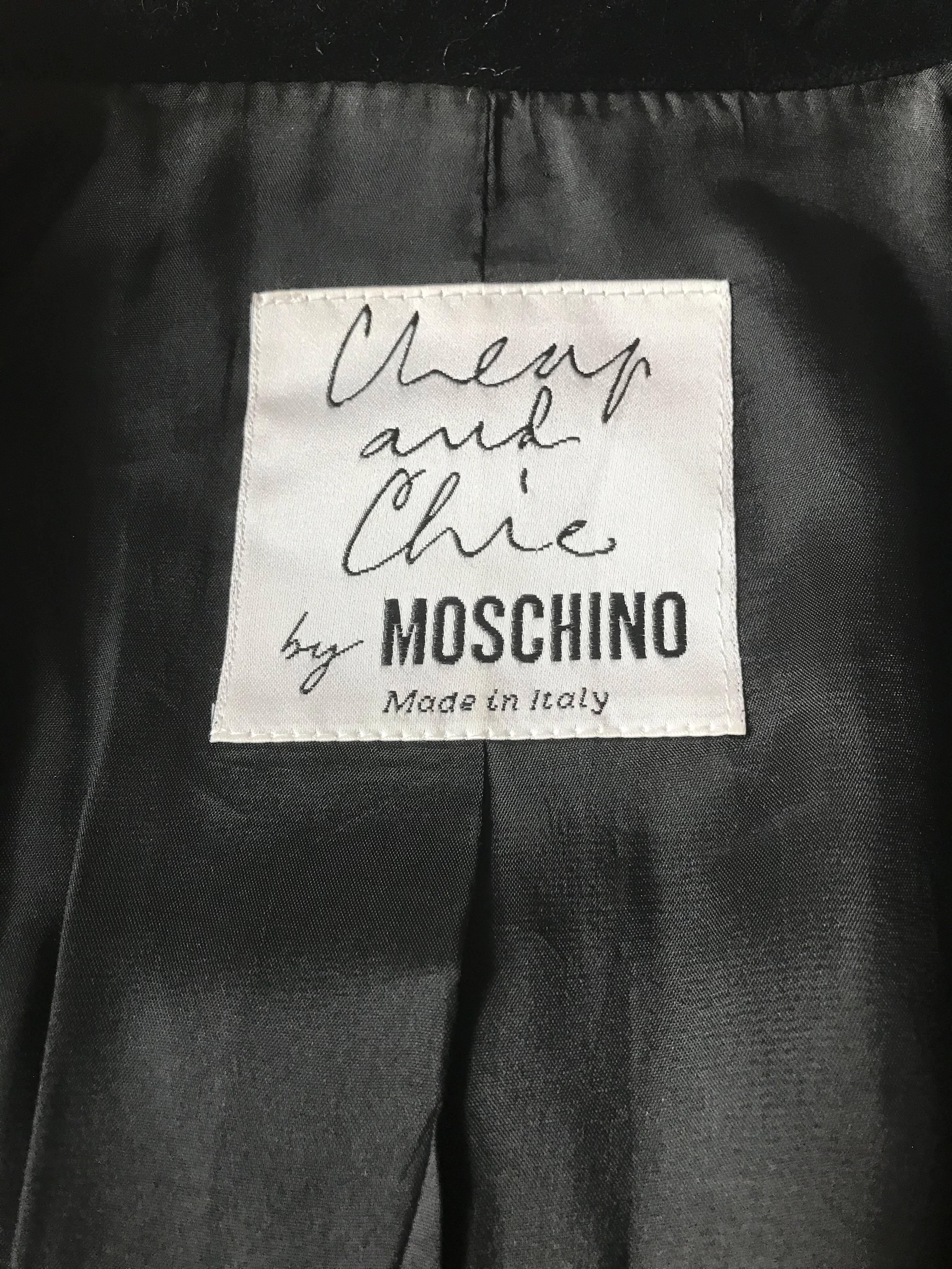 Moschino Cheap & Chic 1990er Jahre Schwarze Jacke und Rock Anzug mit Fragenzeichen im Angebot 2