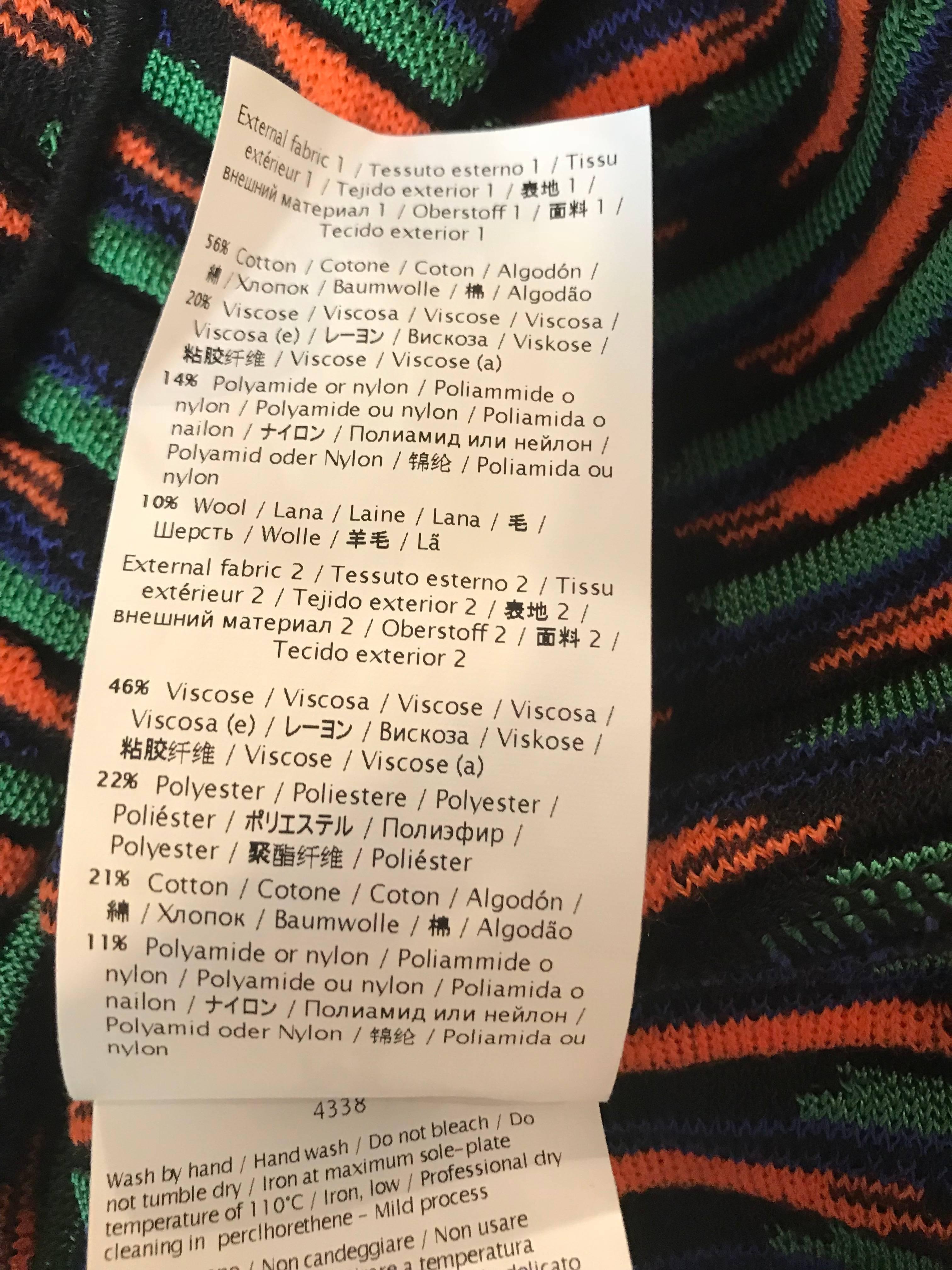 Nuevo M Missoni Negro Naranja Azul Verde Vestido de punto con mangas de punto de malla en venta 4