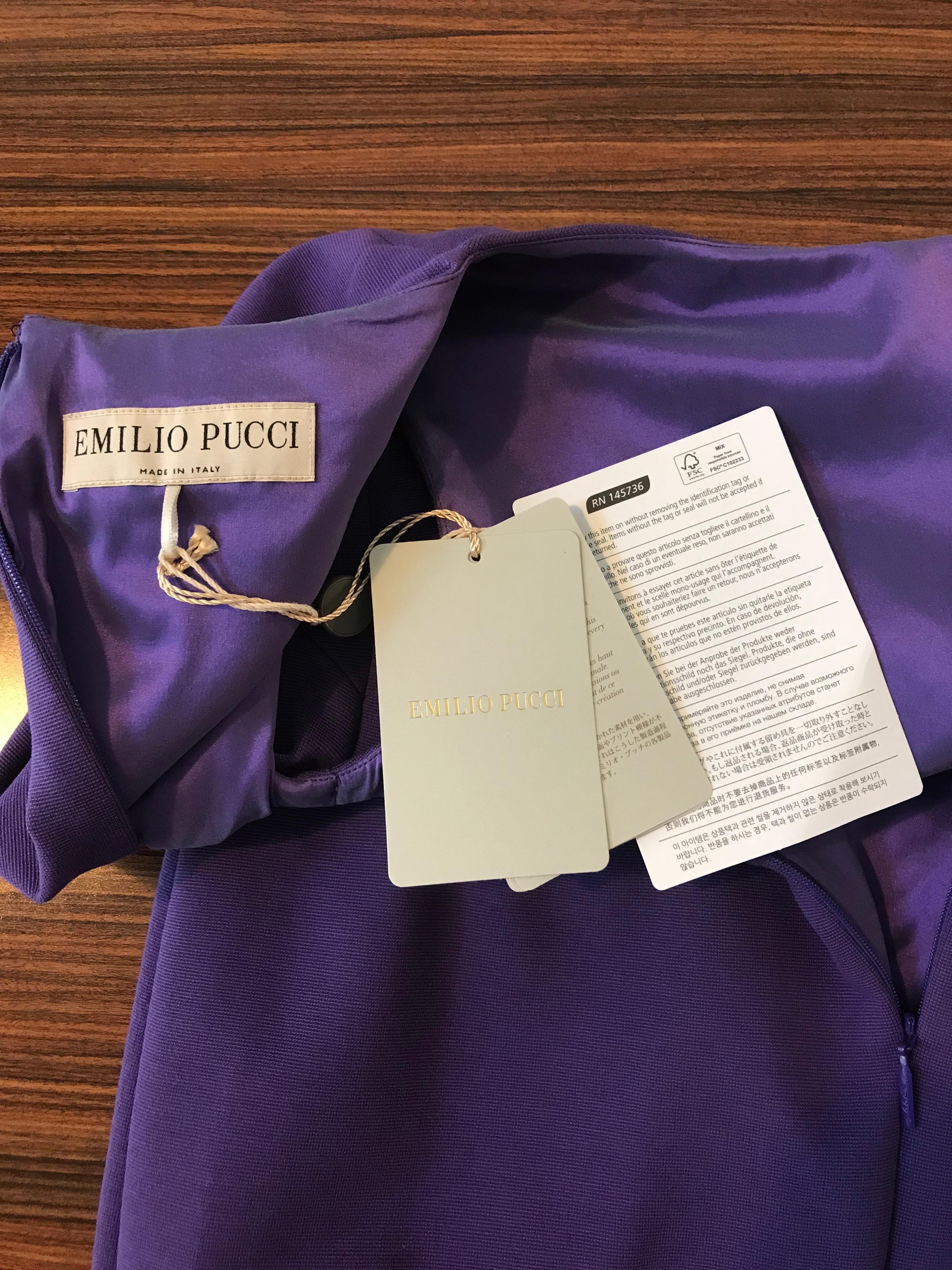 Emilio Pucci - Robe fourreau en maille extensible violette, état neuf Pour femmes en vente