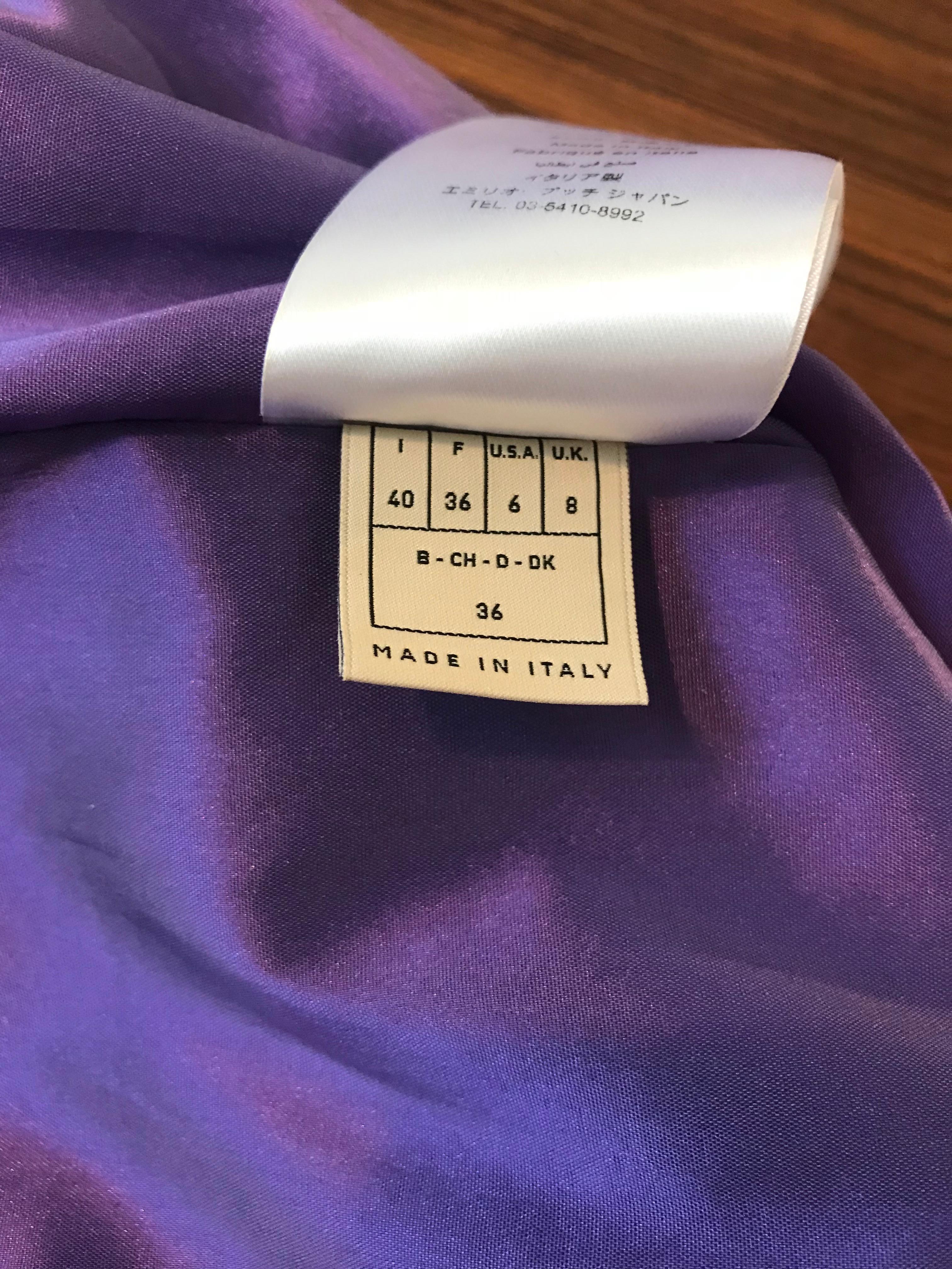 Emilio Pucci - Robe fourreau en maille extensible violette, état neuf en vente 2