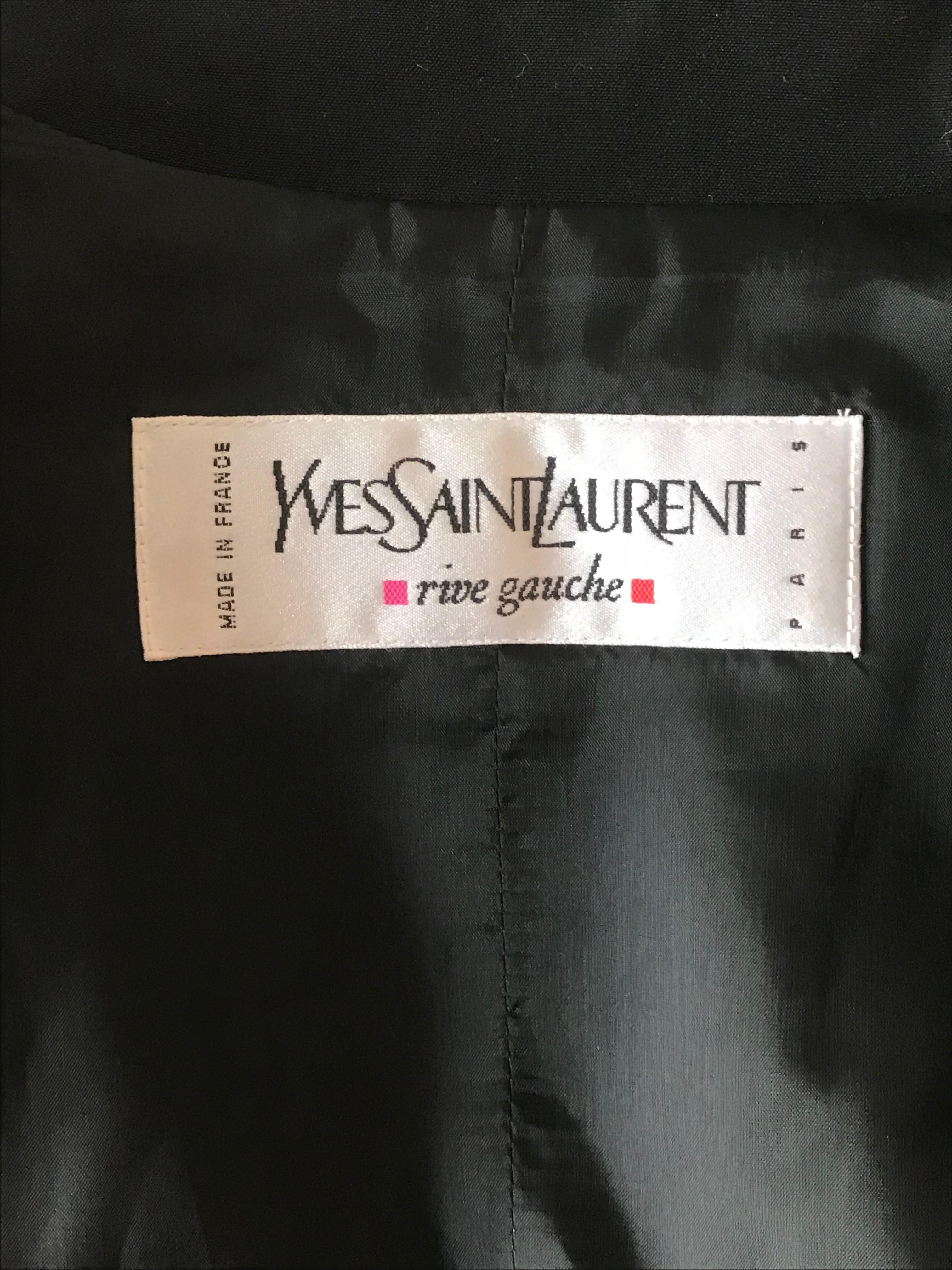 Yves Saint Laurent Black Draped Blazer Jacket Rive Gauche Collection, 2000s  2