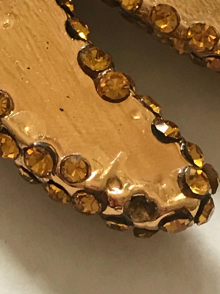 Dolce & Gabbana Gold Brass Beaded Guitar Pin Brooch
