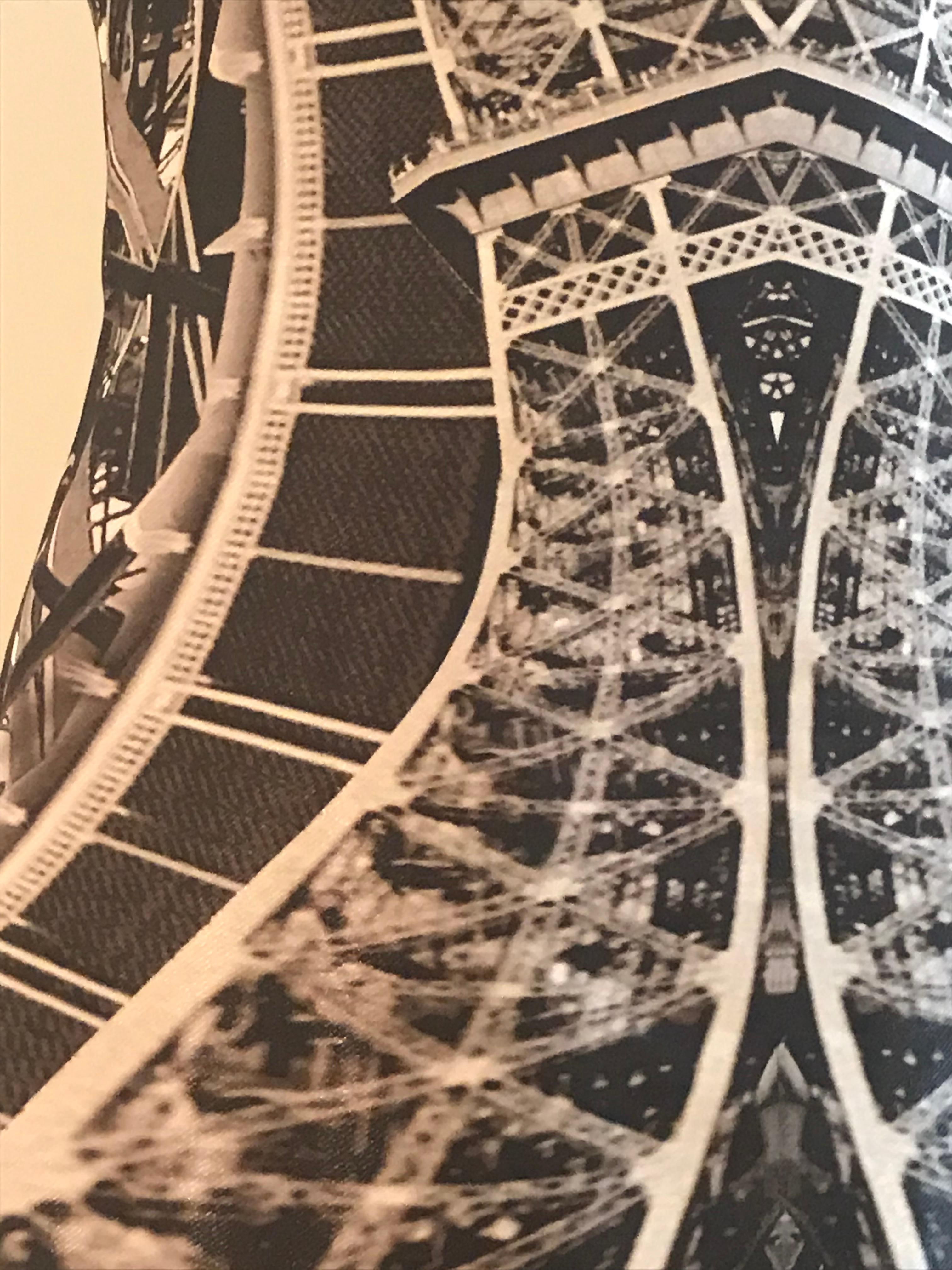 Women's Alexander McQueen 2009 Eiffel Tower Print Dress Grey Silk