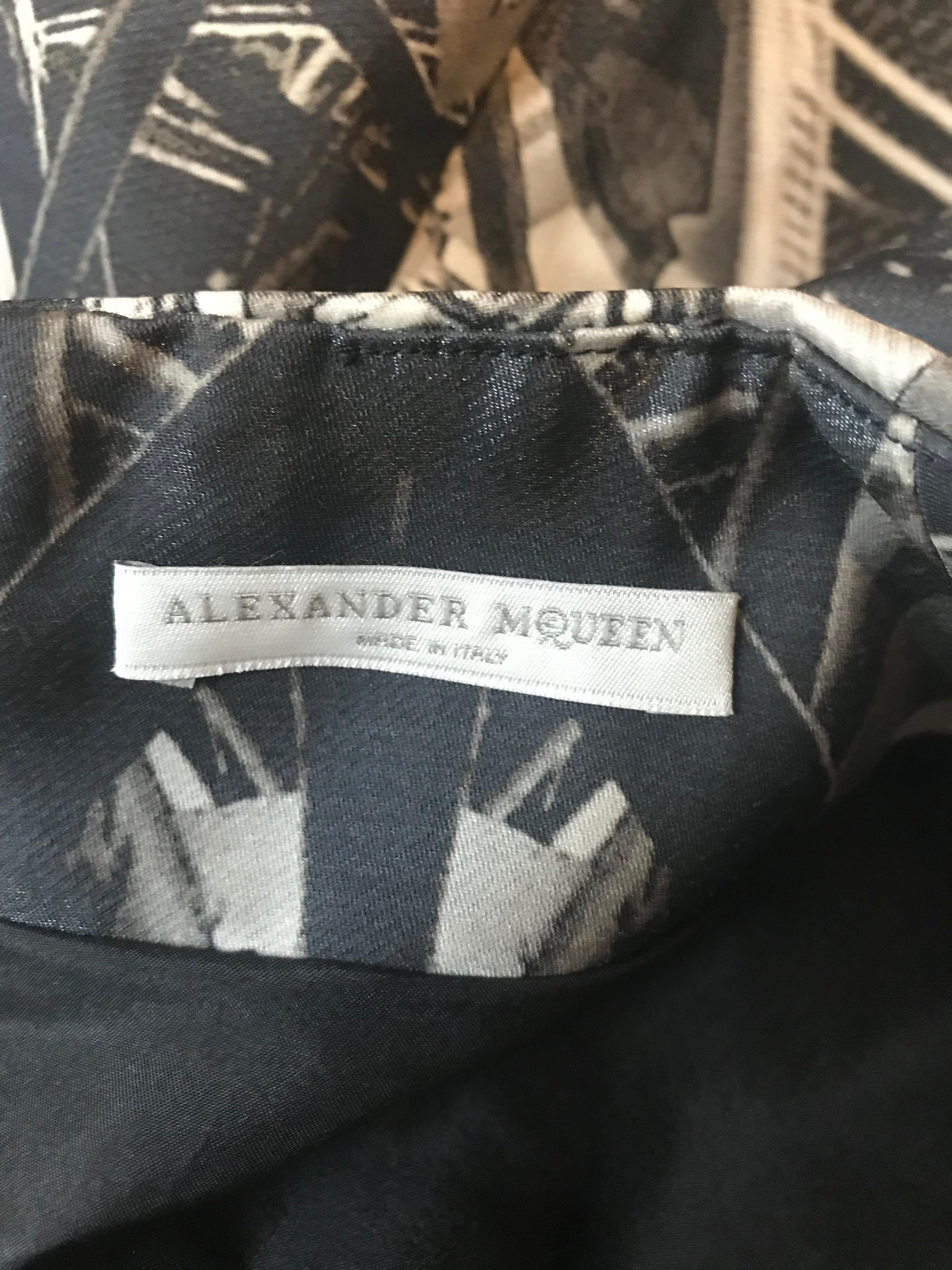 Alexander McQueen 2009 Eiffel Tower Print Dress Grey Silk 1