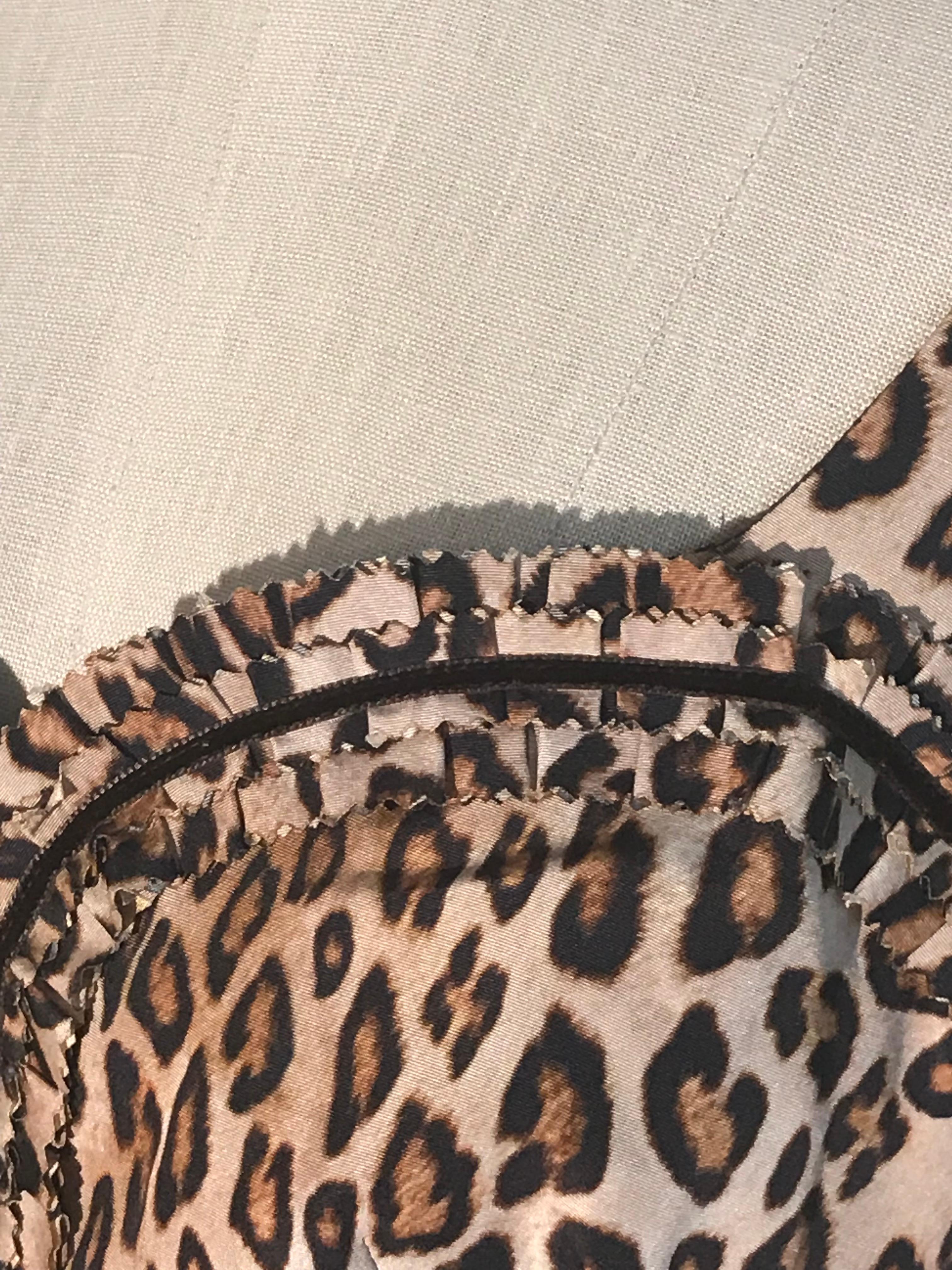 Brown Alexander McQueen 2005 Leopard Print Corset Bustier Style Tank Top Velvet Detail