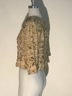 1960s Vintage Tan and Gold Beaded Cropped Jacket
