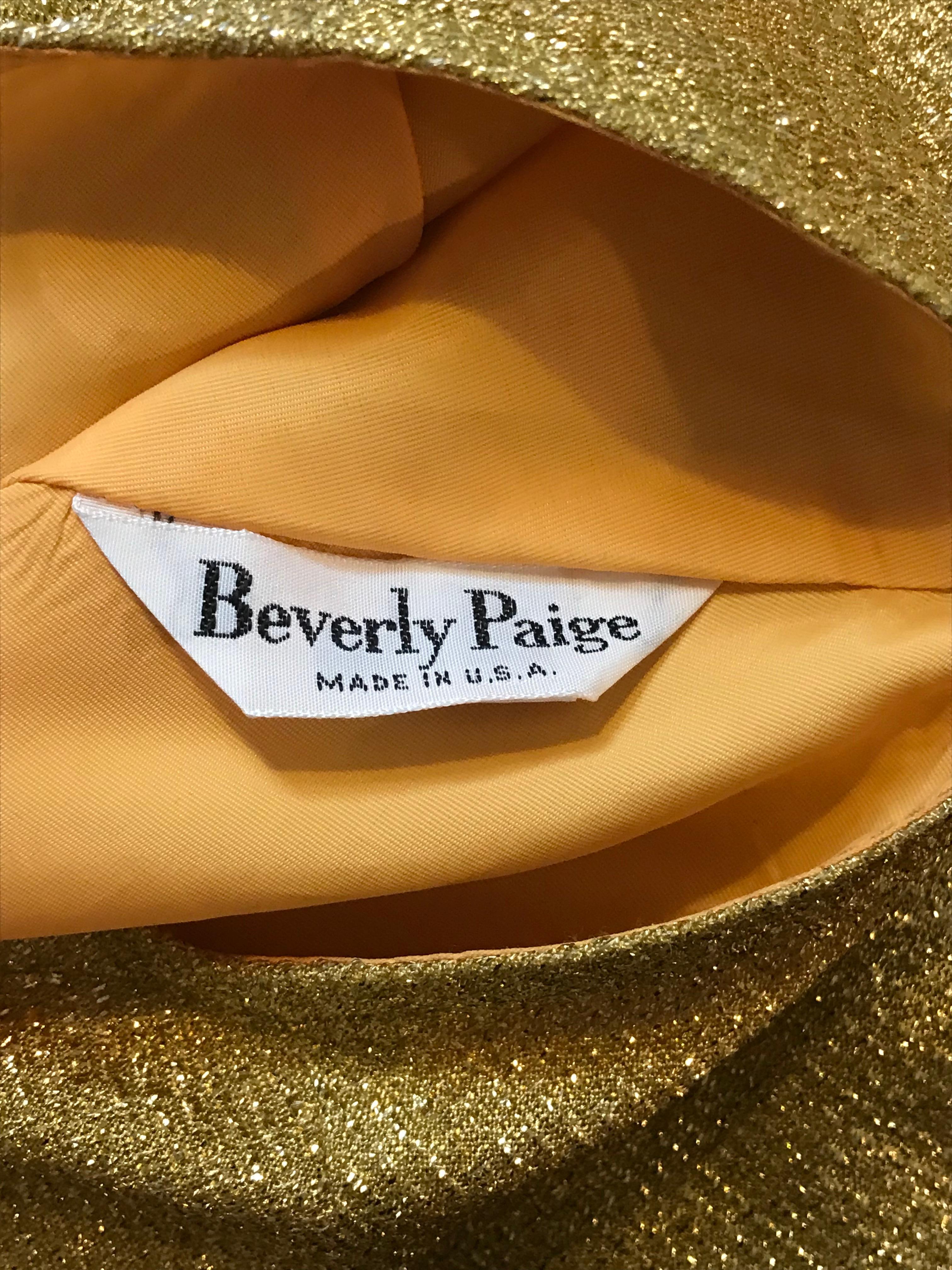 Beverly Paige Vintage Metallic Gold Lurex Maxi Skirt, 1970s  1
