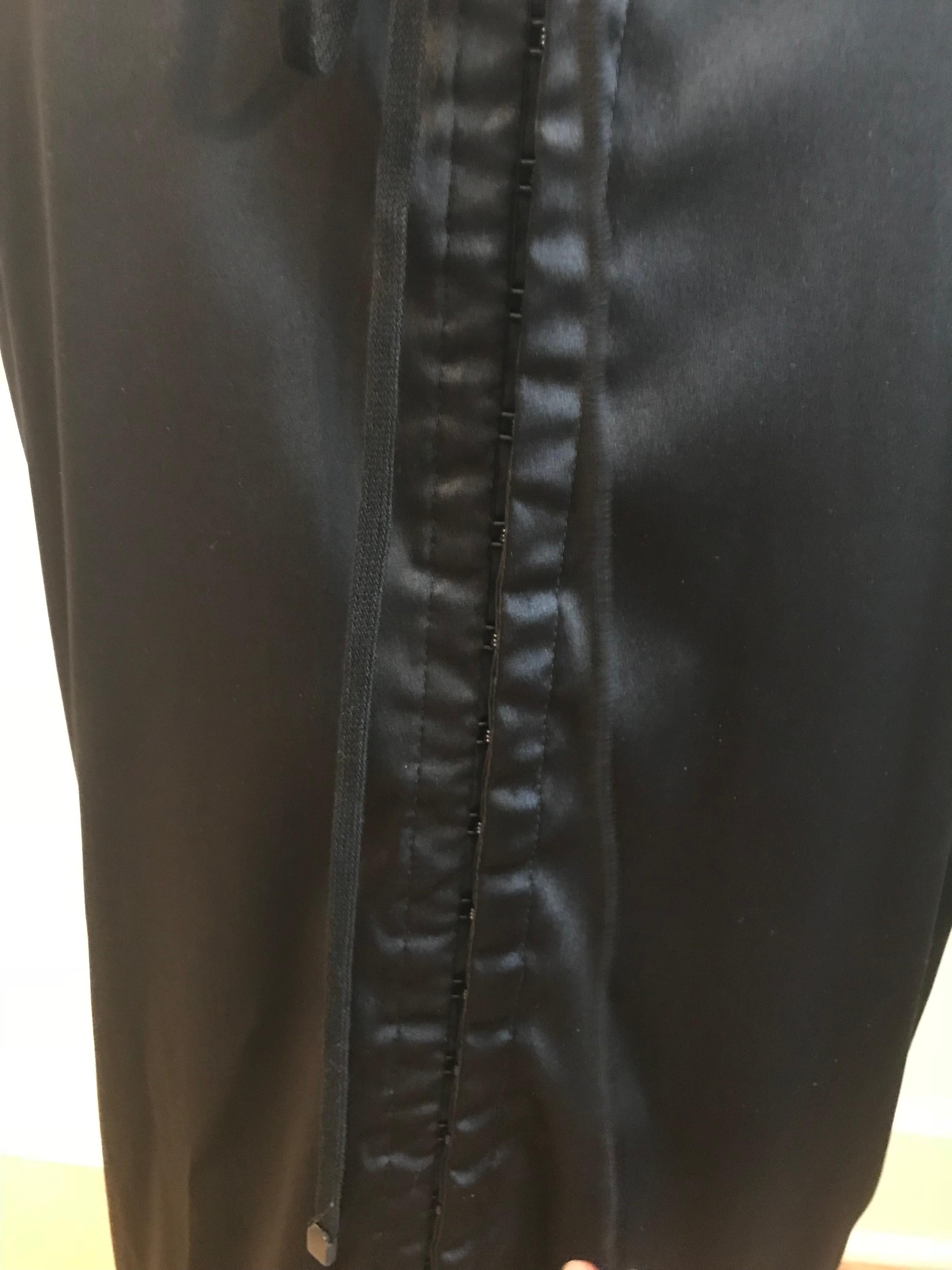Dolce & Gabbana Black Satin Lace Up Midi Dress with Lace Trim 3