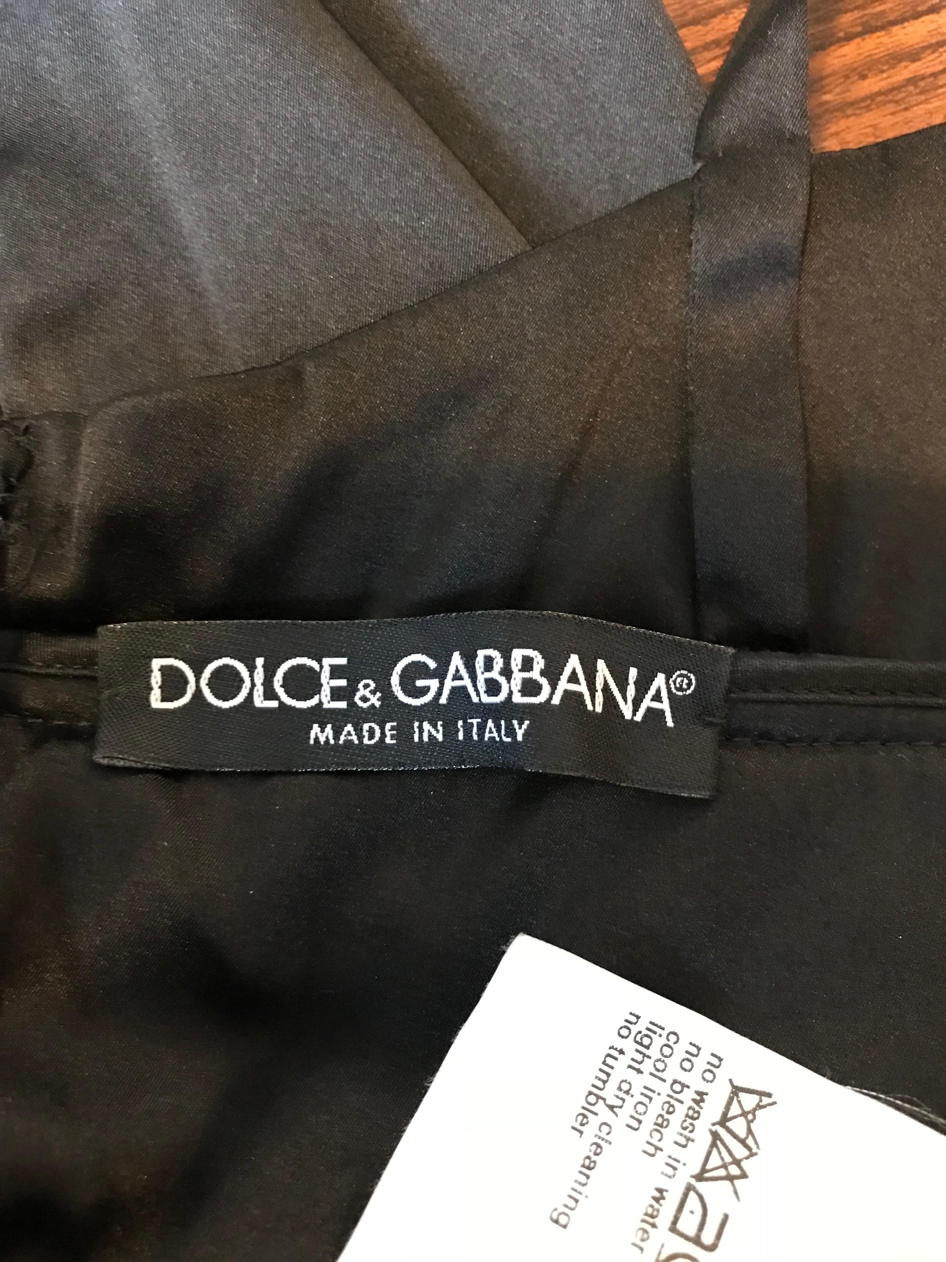 Dolce & Gabbana Black Satin Lace Up Midi Dress with Lace Trim 4