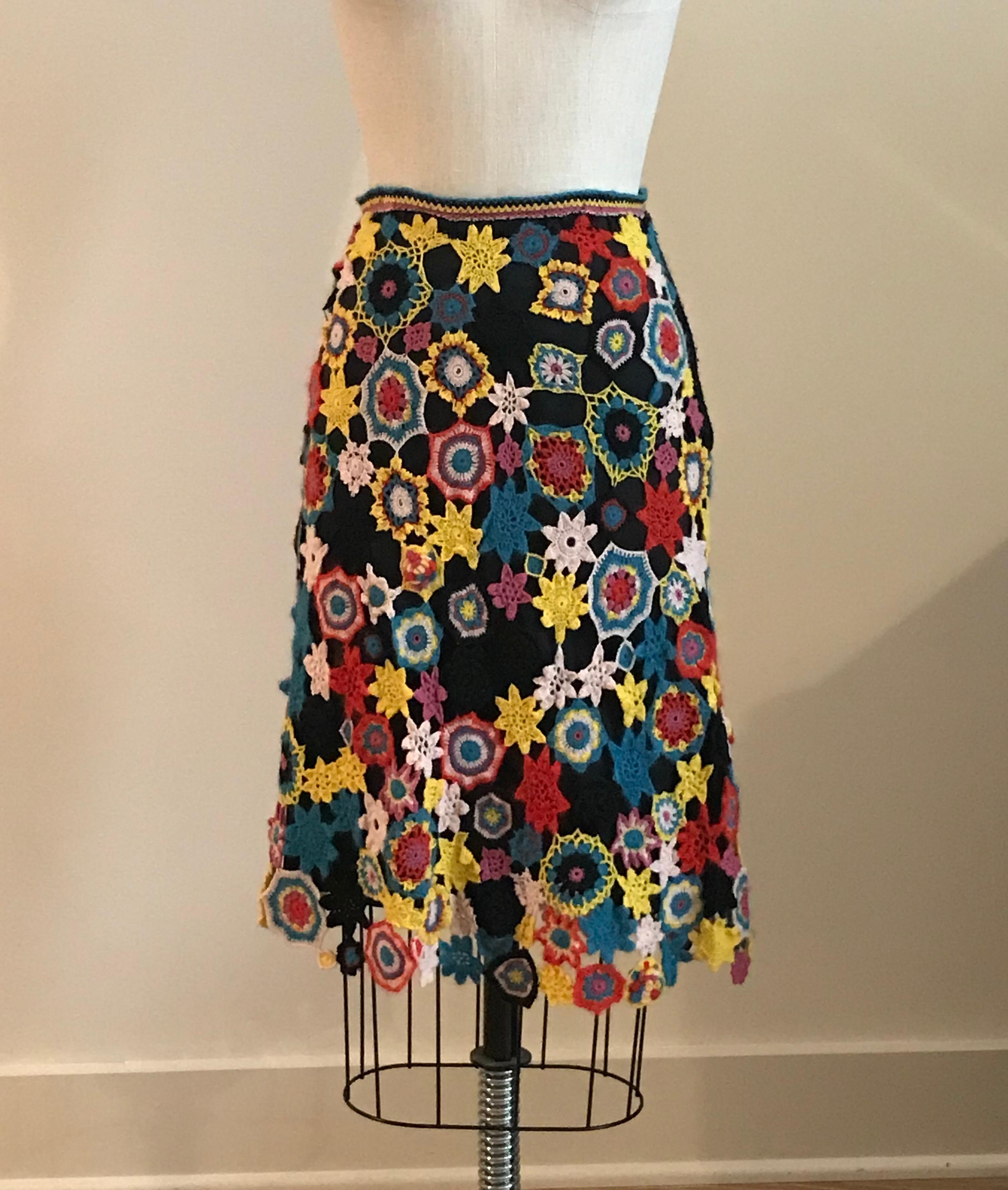 patchwork crochet skirt