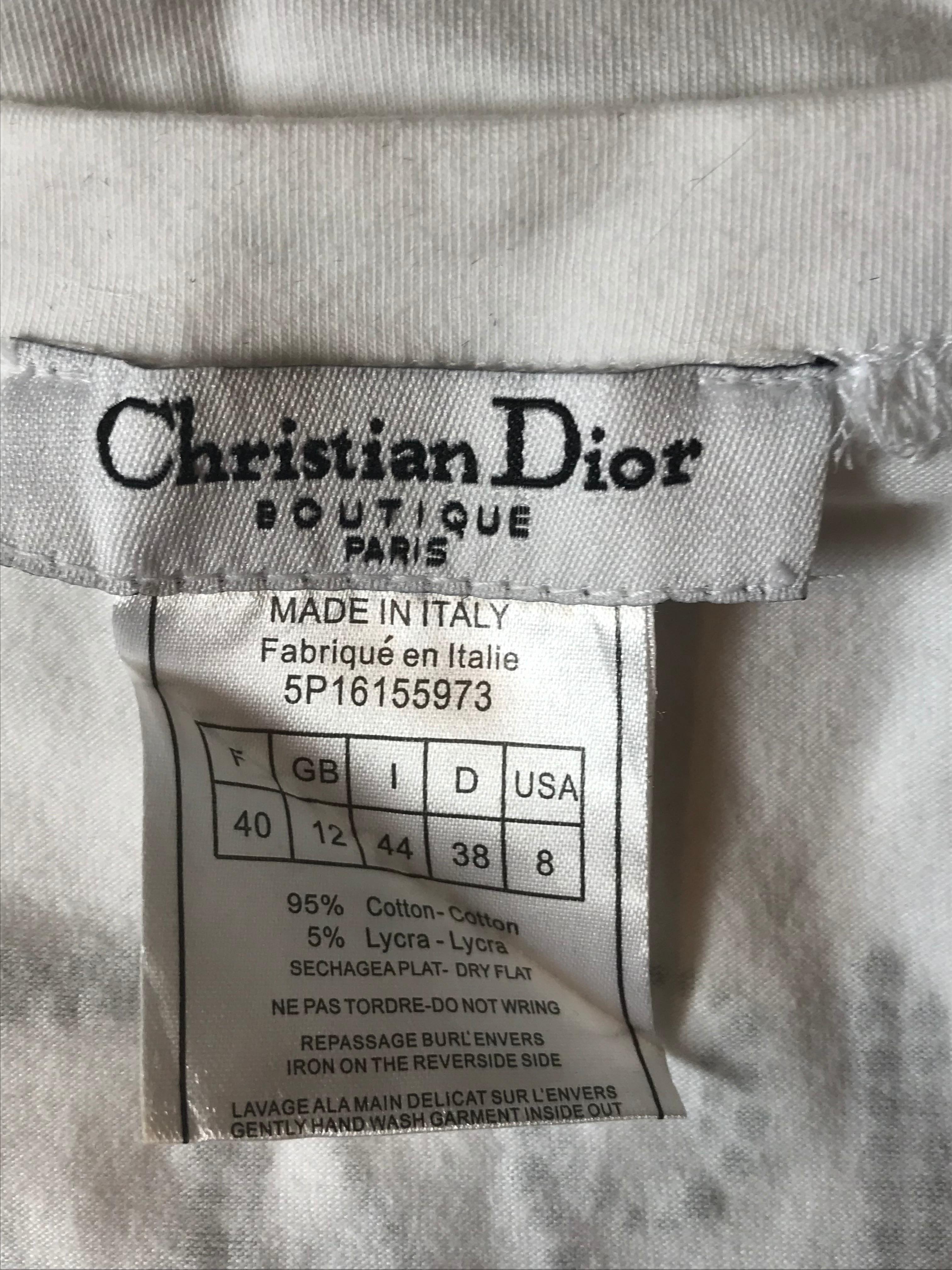 Christian Dior Rhinestone White Peace Sign Tank by John Galliano In Good Condition In San Francisco, CA
