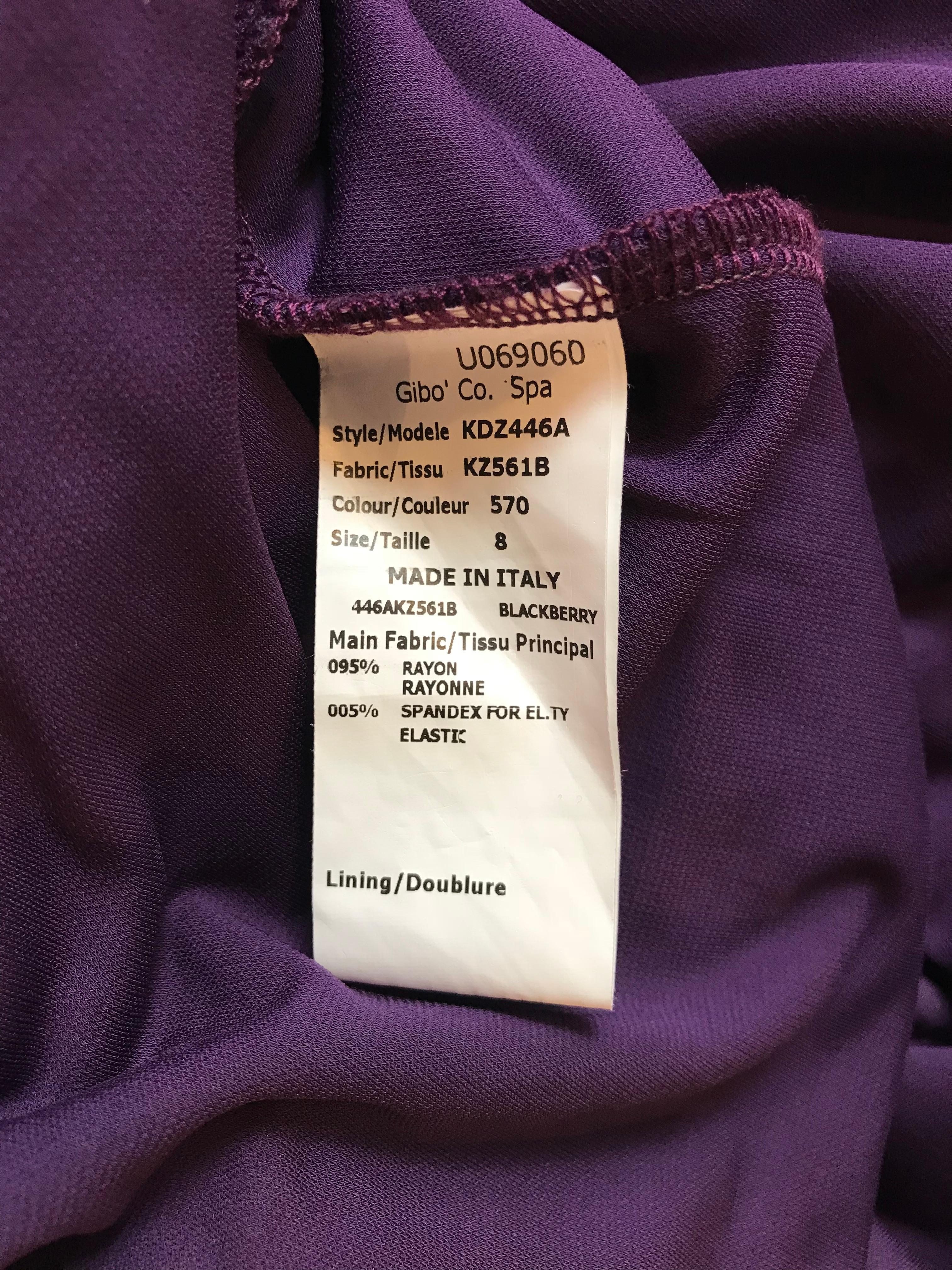 Michael Kors Purple Jersey Long Sleeve Backless Gown In Good Condition In San Francisco, CA
