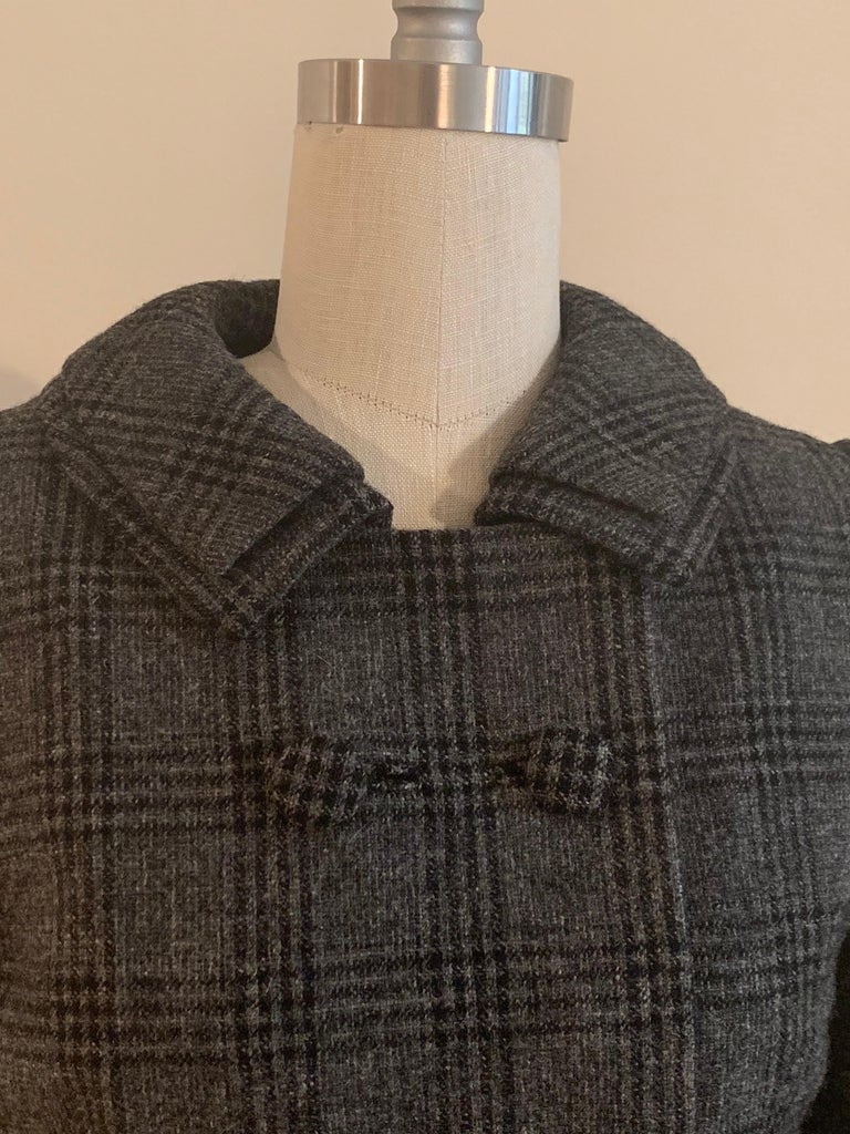 Mainbocher Vintage 1960s Grey Plaid Double Collar Double Breasted ...