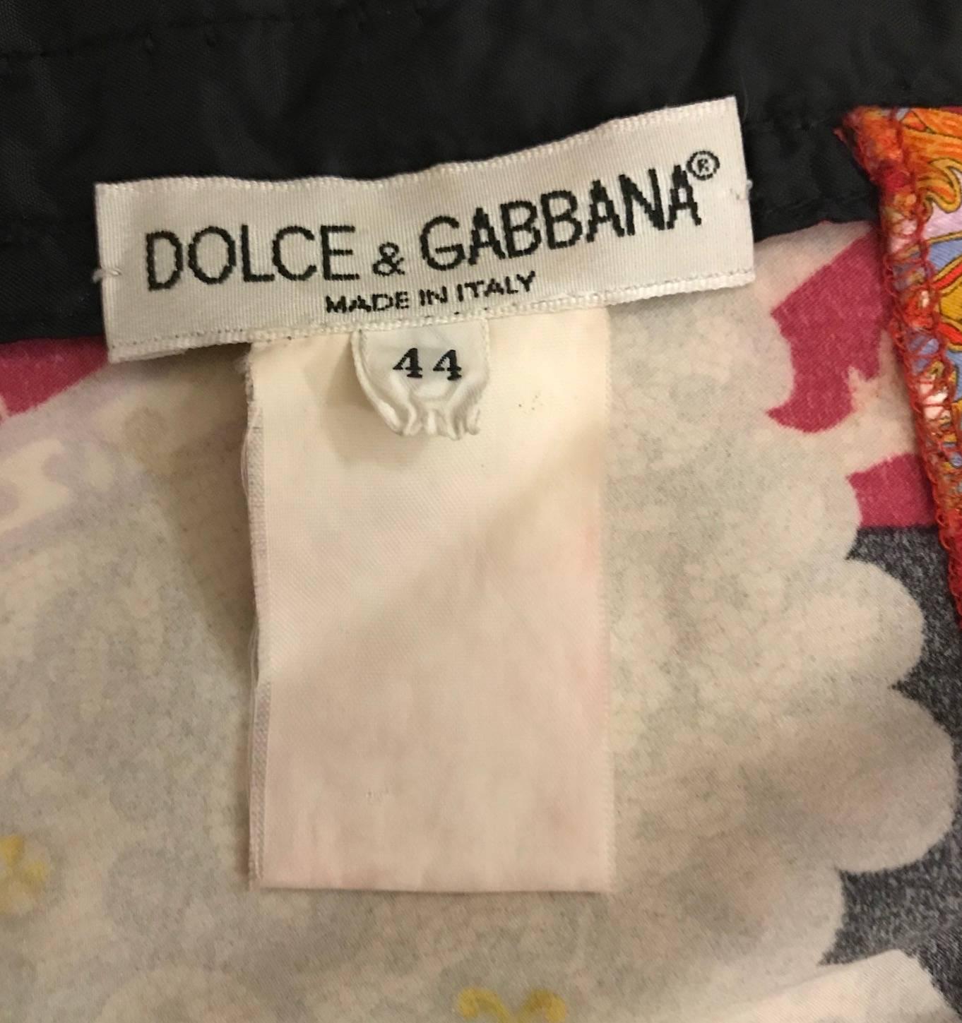 Women's Dolce & Gabbana Red Dragon and Fan Print Bustier Corset Top, 1990s 