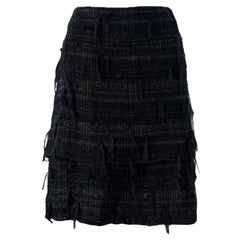 Chanel Exquisite Black Ribbon Tweed Skirt 46 FR