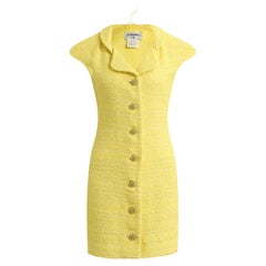 Chanel 8K$ CC Juwel Gripoix Tweed-Kleid mit Knopfleisten aus Tweed 38 FR