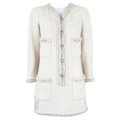 Chanel Rare Miranda Kerr Style Metallic Chain Trim Tweed Dress 44 FR